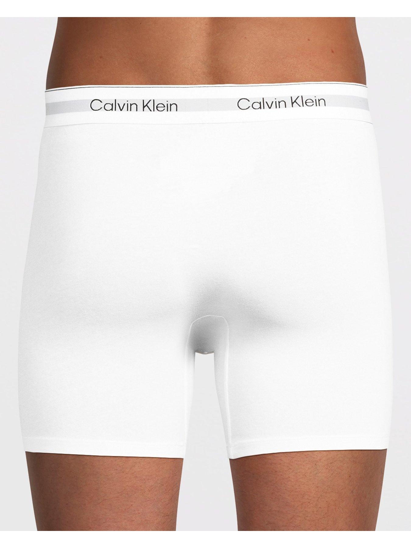 Image 3 of 3 of Calvin Klein ICON Cotton Stretch 3 Pack Boxer Briefs - White