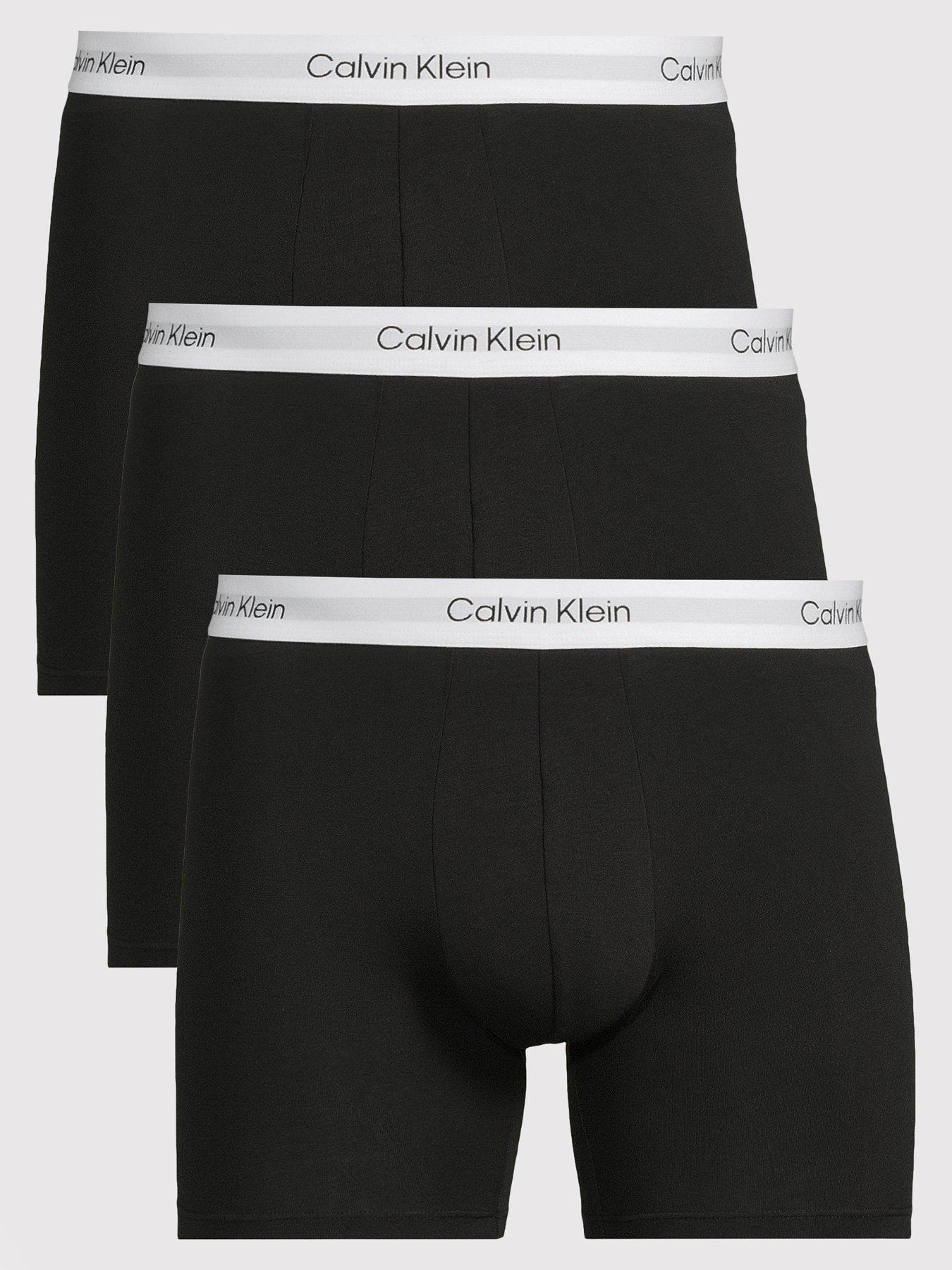 Calvin Klein ICON Cotton Stretch 3 Pack Boxer Briefs - Black (White Band)