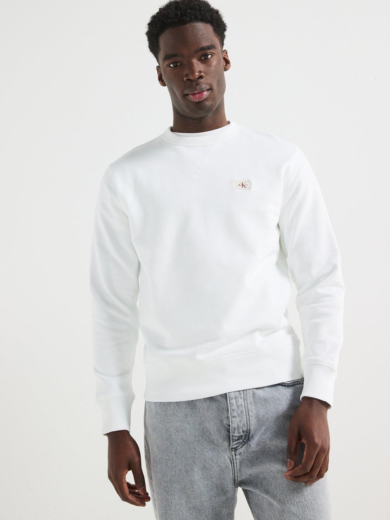 undefined Woven Label Crew Neck Sweatshirt - White