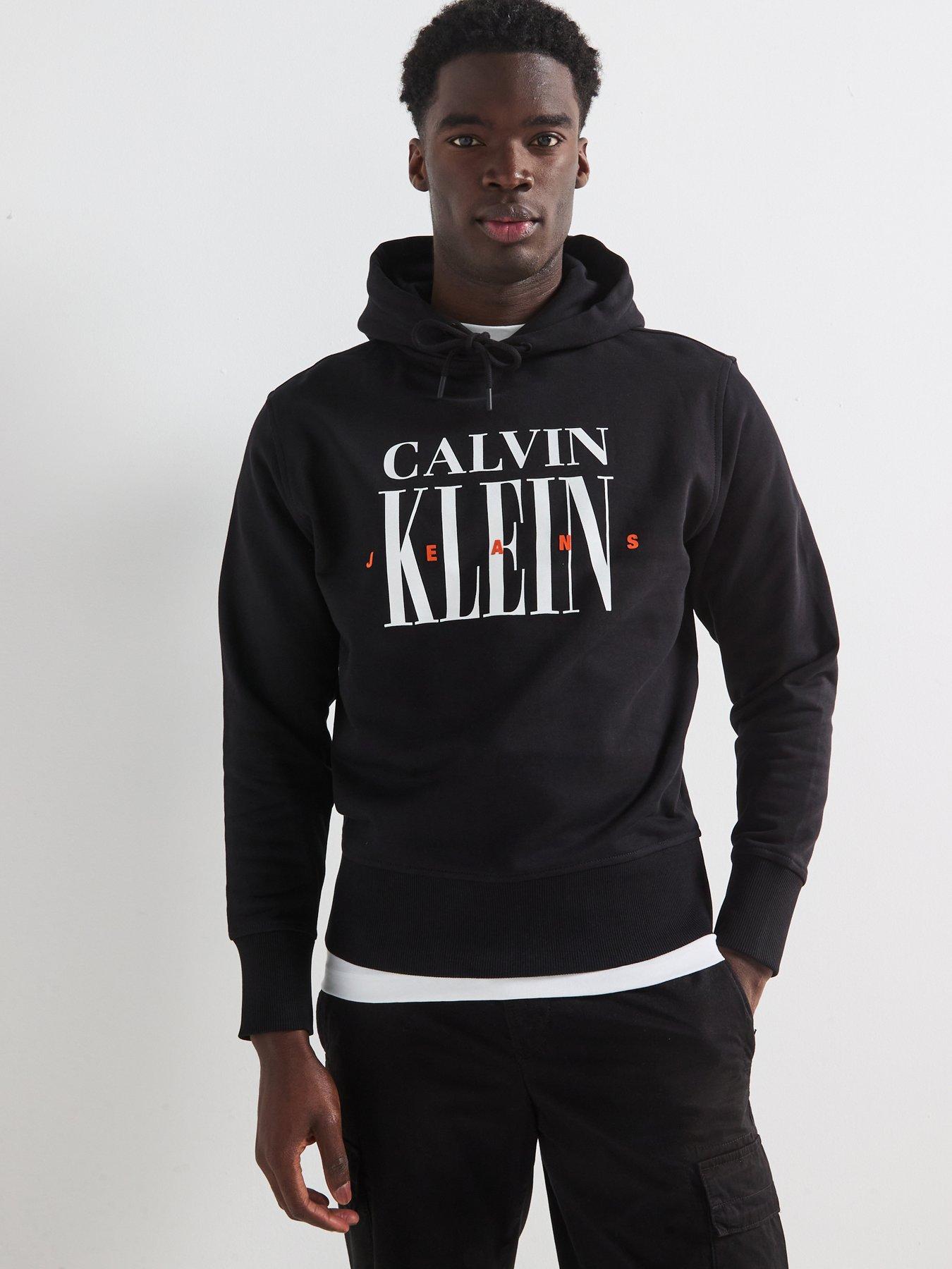 undefined Serif Font Graphic Overhead Hoodie - Black