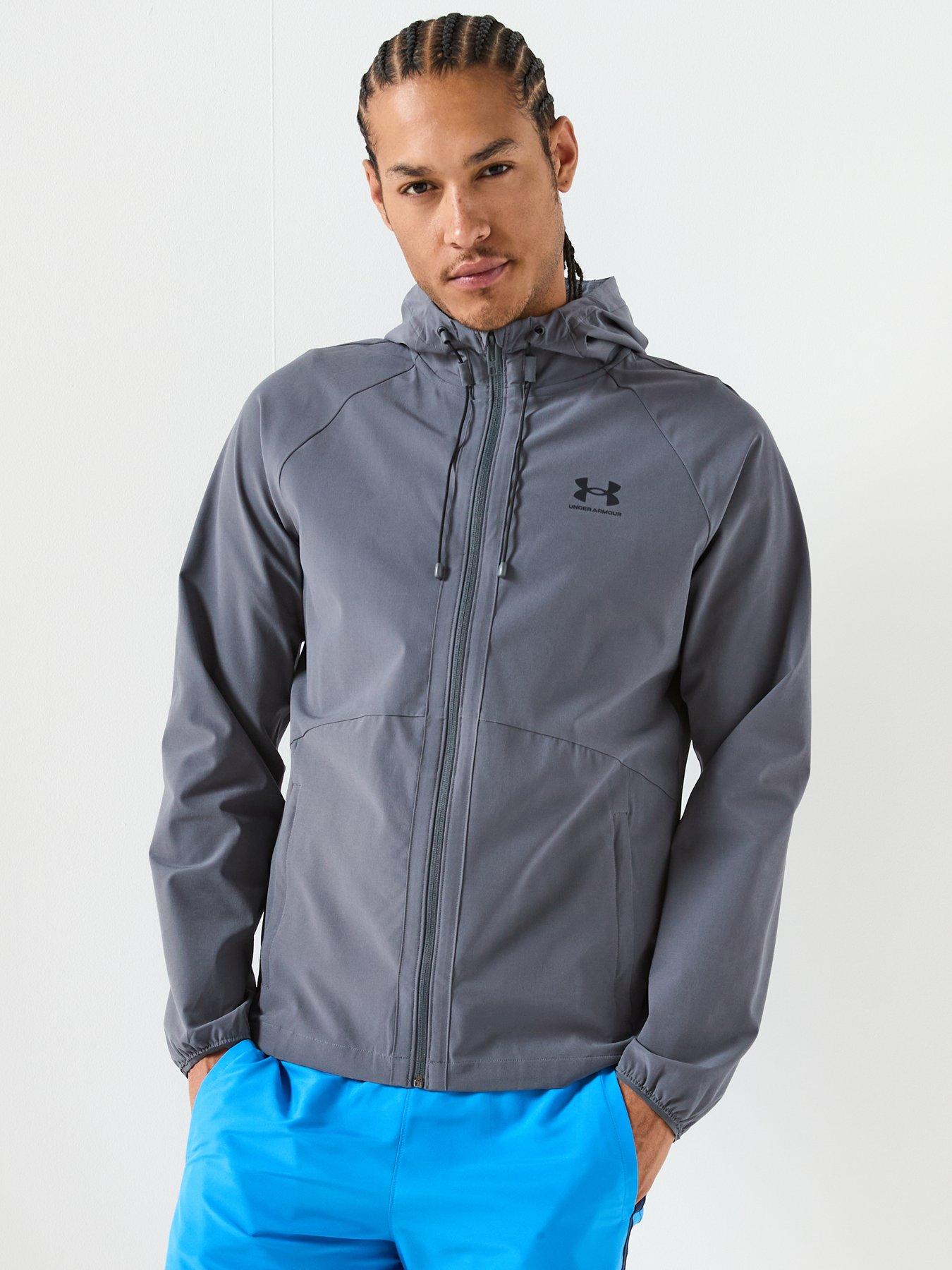 UNDER ARMOUR Mens Training Stretch Woven Windbreaker - Grey
