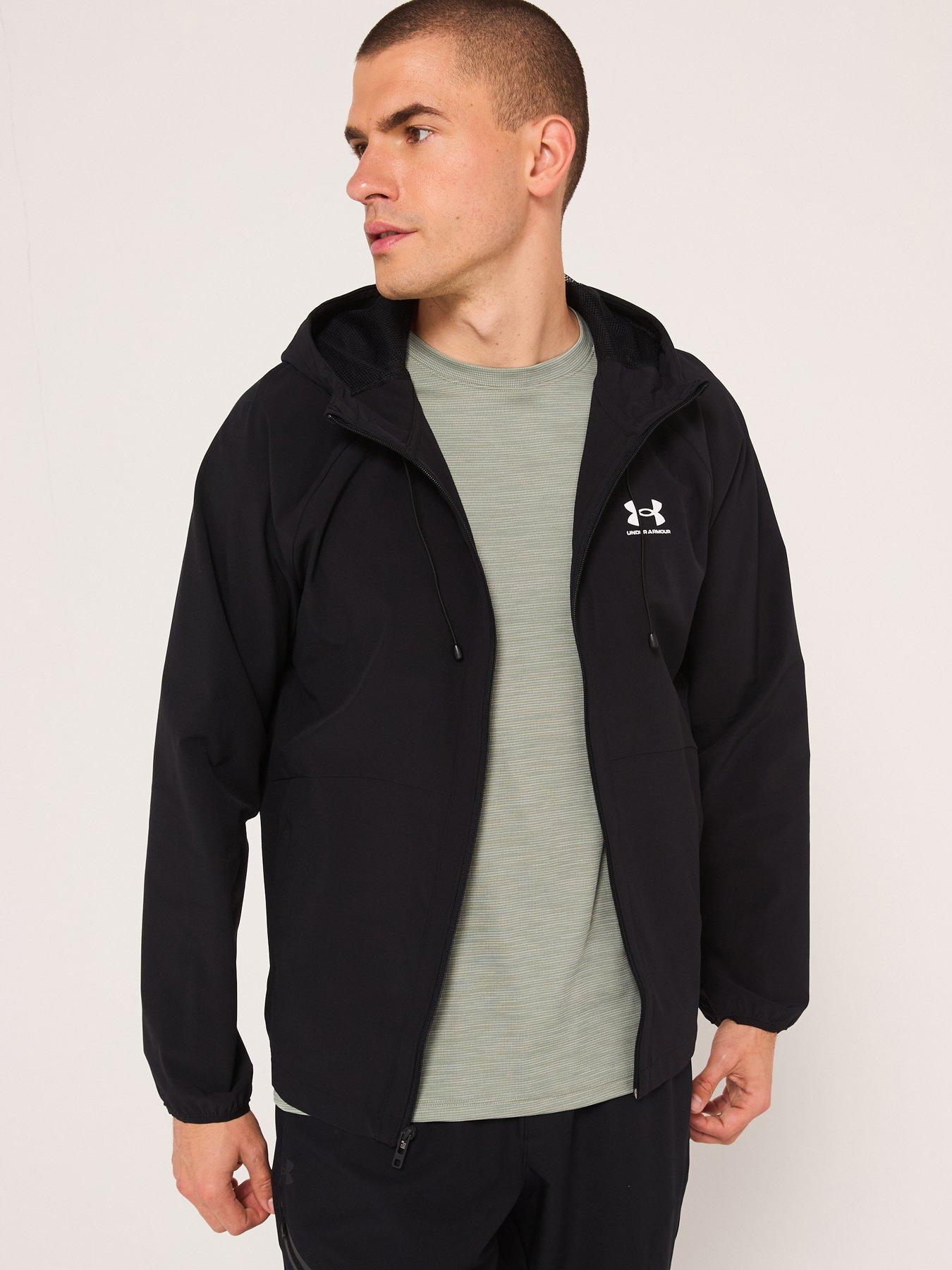 UNDER ARMOUR Mens Training Stretch Woven Windbreaker - Black