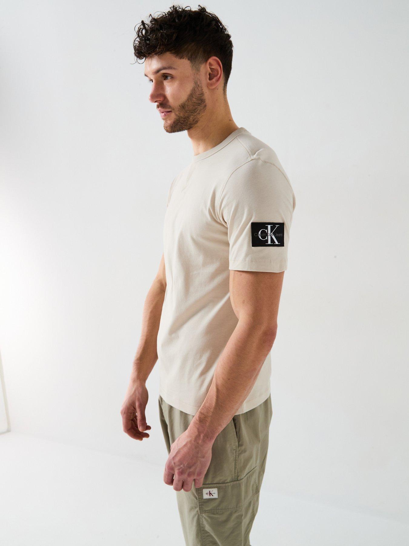 undefined Badge Sleeve Regular Fit T-Shirt - Light Beige