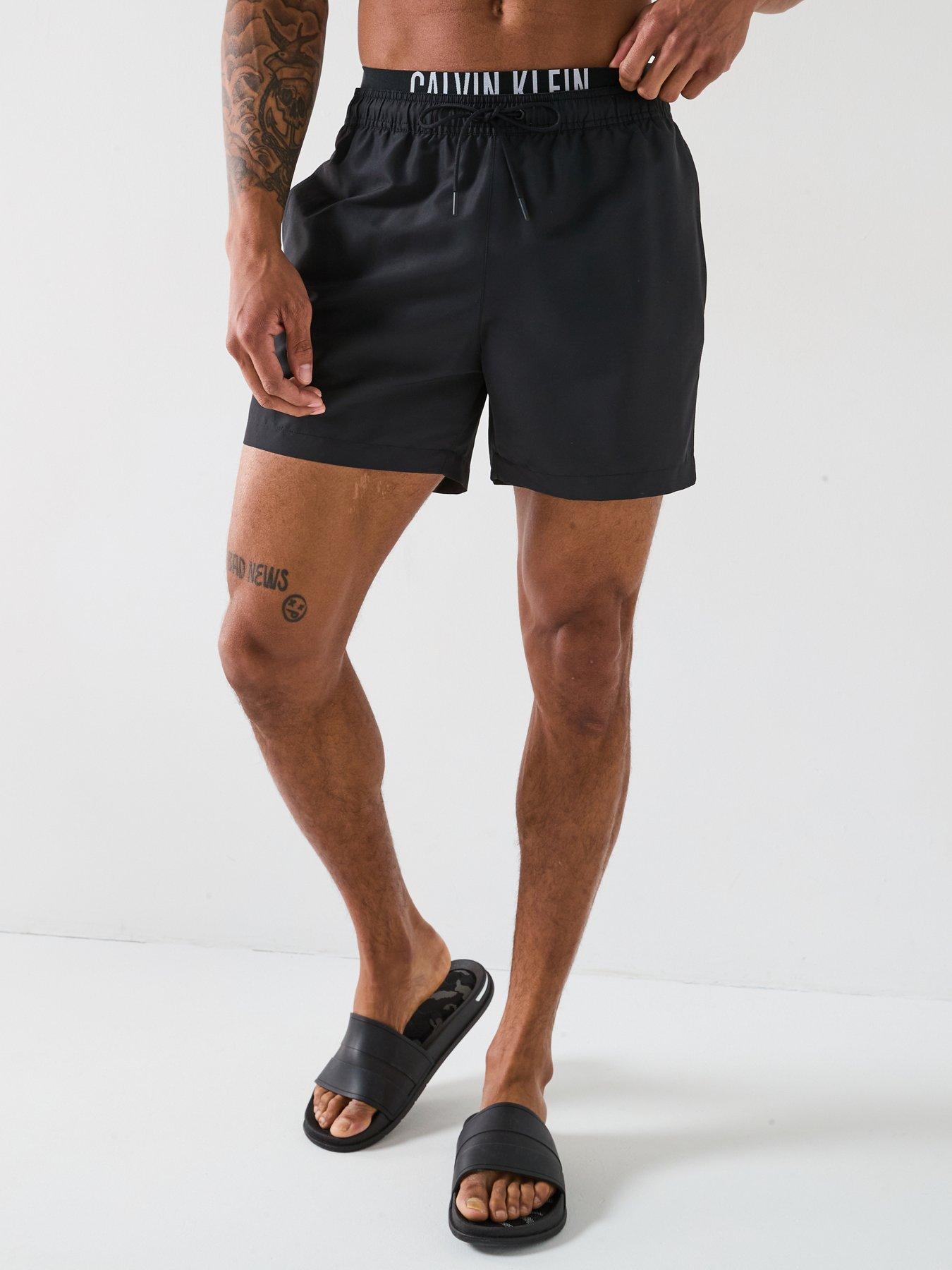 undefined Double Waistband Swim Shorts - Black