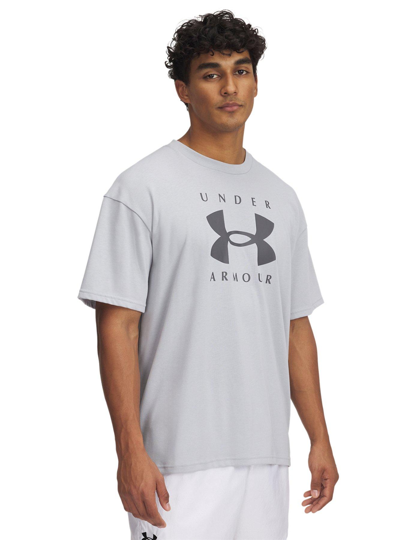 undefined Mens Training Heavyweight Oversized Branded T-Shirt - Grey