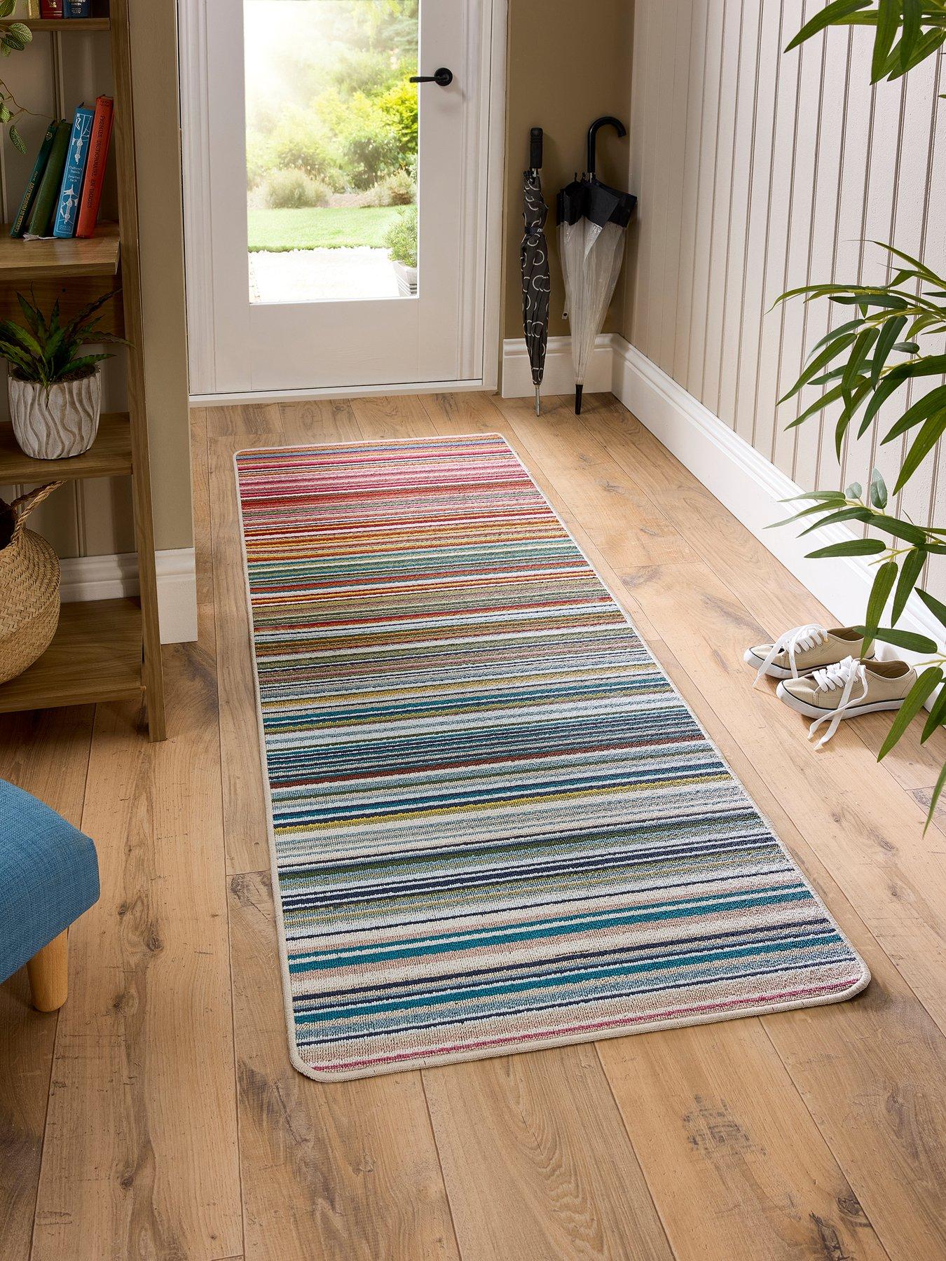 Very Home Bright Stripe, Stain Resistant, Anti Slip Runner 67x200cm - Multi