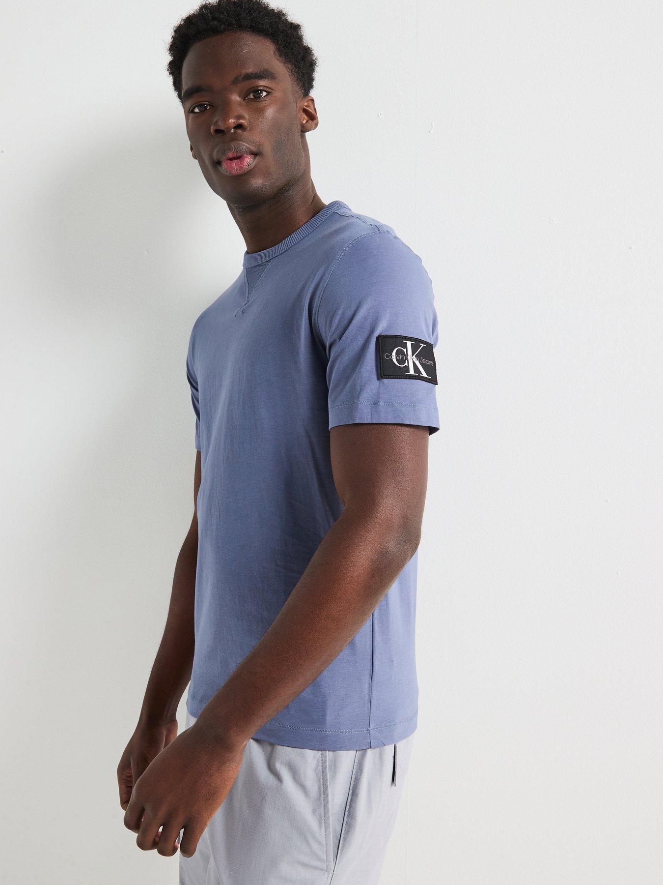 Calvin Klein Jeans Badge Sleeve Regular Fit T-Shirt Blue Very