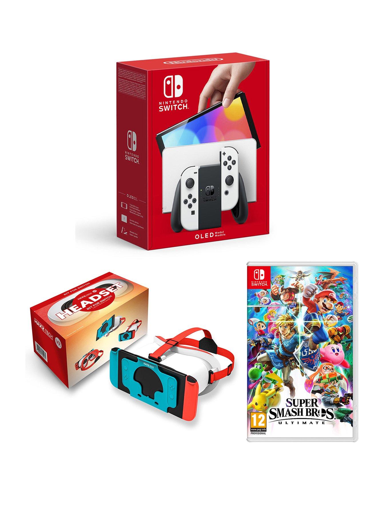 Image of Nintendo Switch OLED Nintendo Switch HW (OLED Model) White & SUPER SMASH BROS ULTIMATE      & VR Switch headset V2