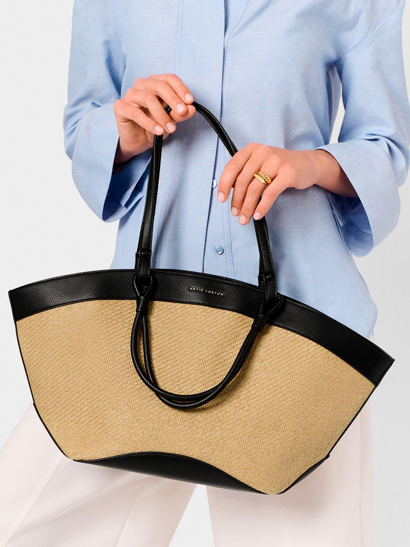 undefined Riviera Raffia Tote Bag In Raffia / Black