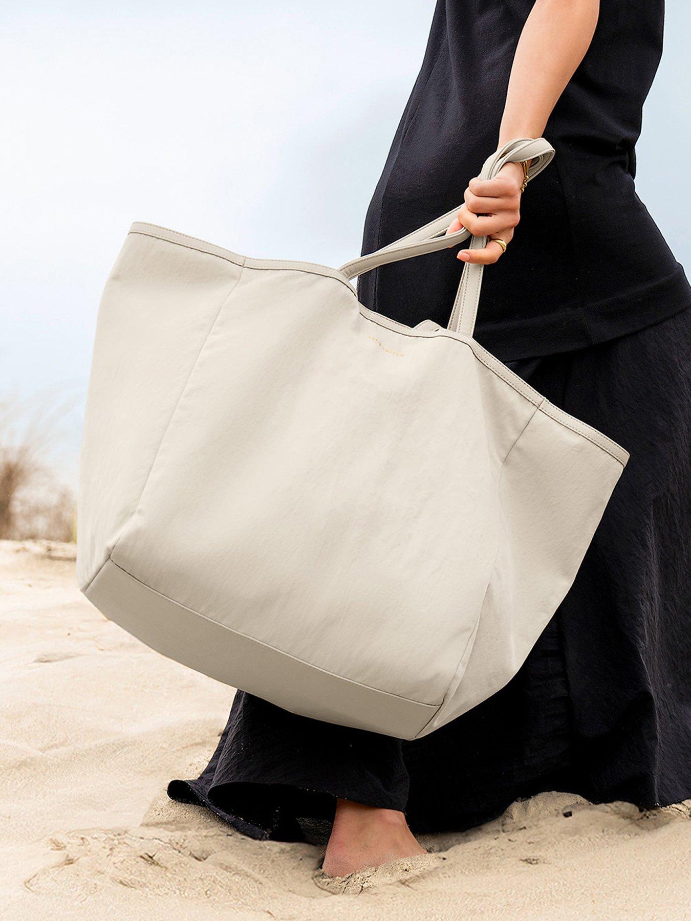undefined Nylon-Lux Oversized Tote Bag - Chalk