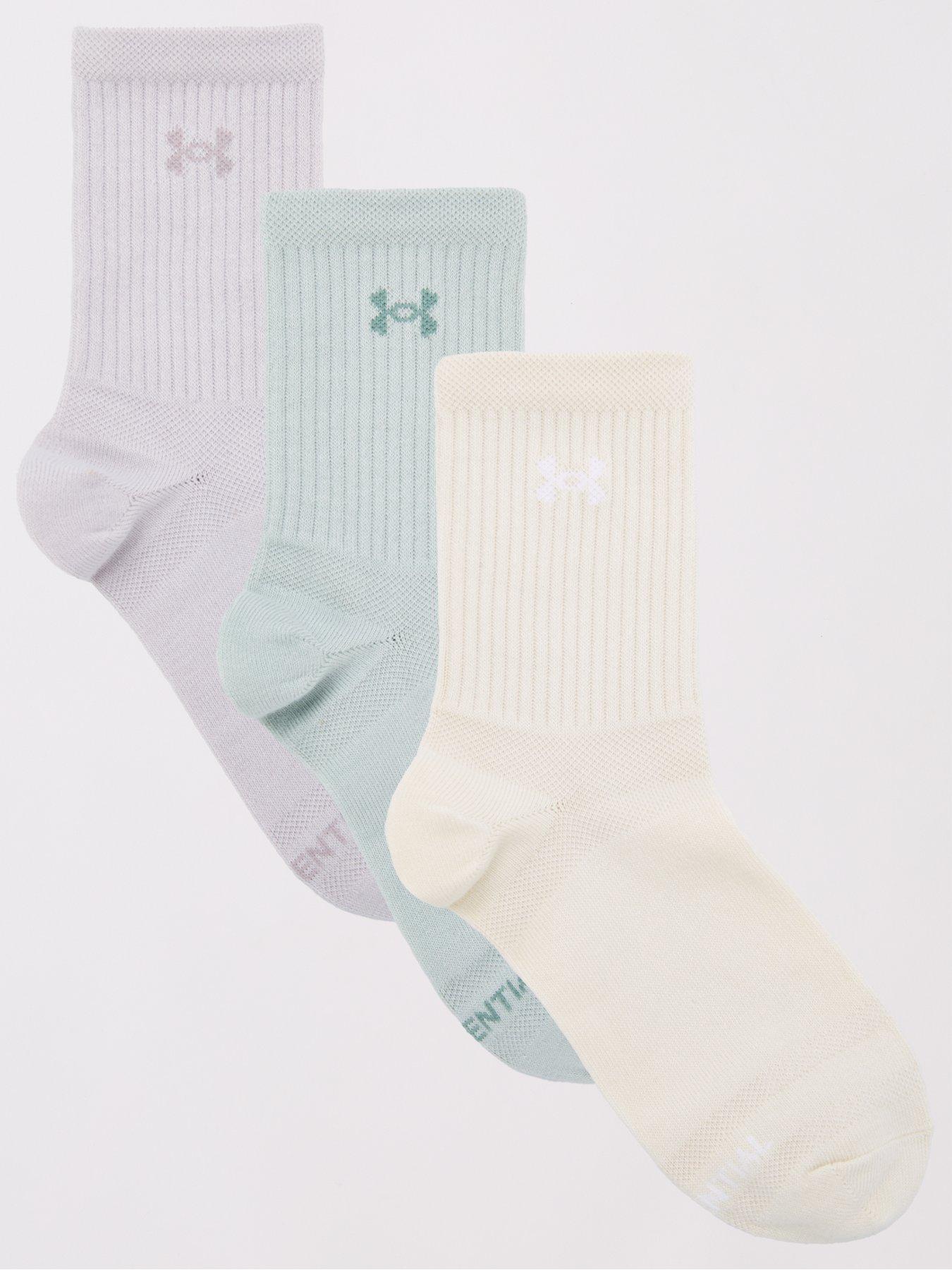 Image 1 of 4 of UNDER ARMOUR Womens Essential Mid Crew 3 Pack Socks - Grey
