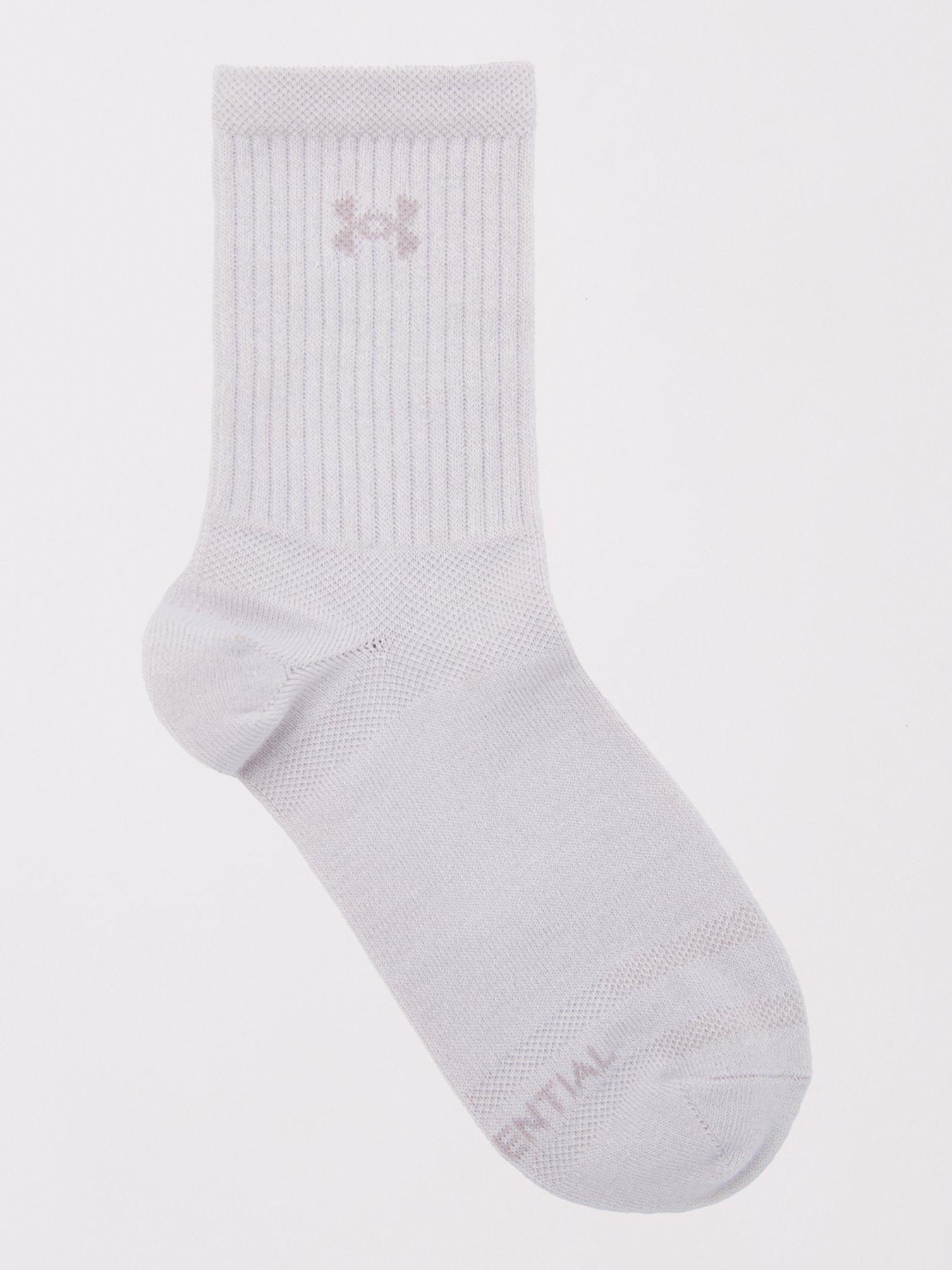 Image 2 of 4 of UNDER ARMOUR Womens Essential Mid Crew 3 Pack Socks - Grey