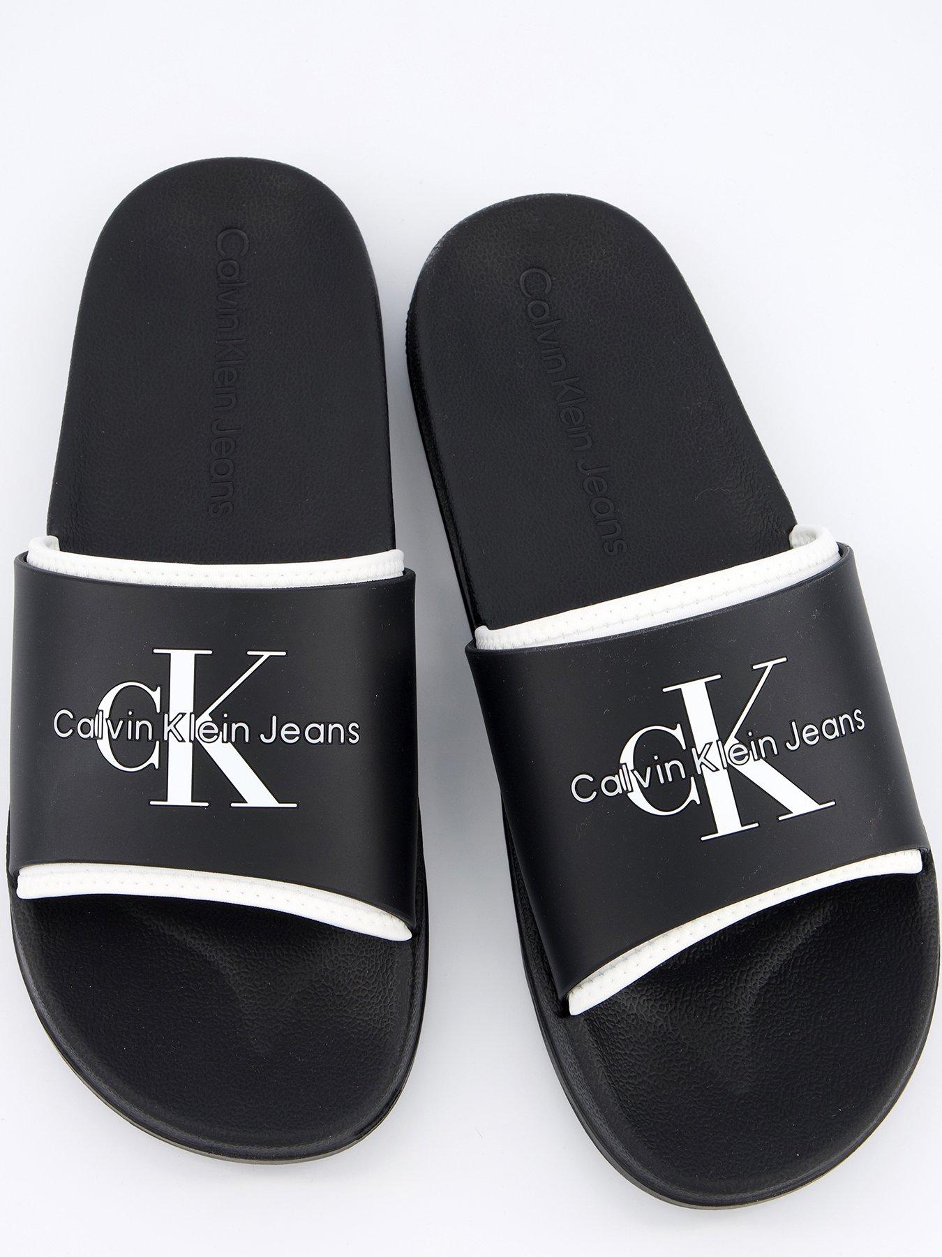 Image 3 of 6 of Calvin Klein Neoprene Logo Sliders - Black/White