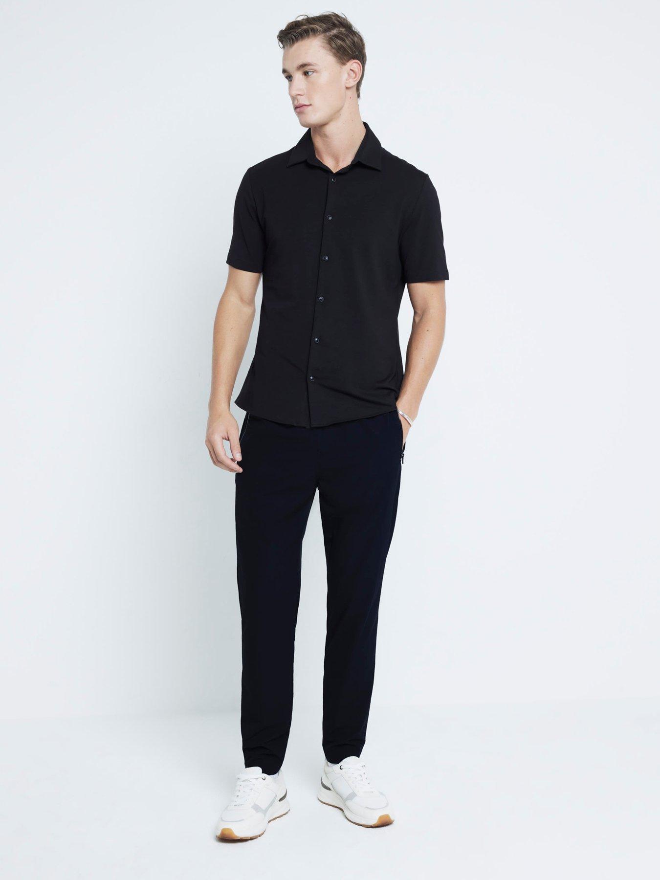 Image 3 of 6 of River Island Short Sleeve Jersey Shirt - Black