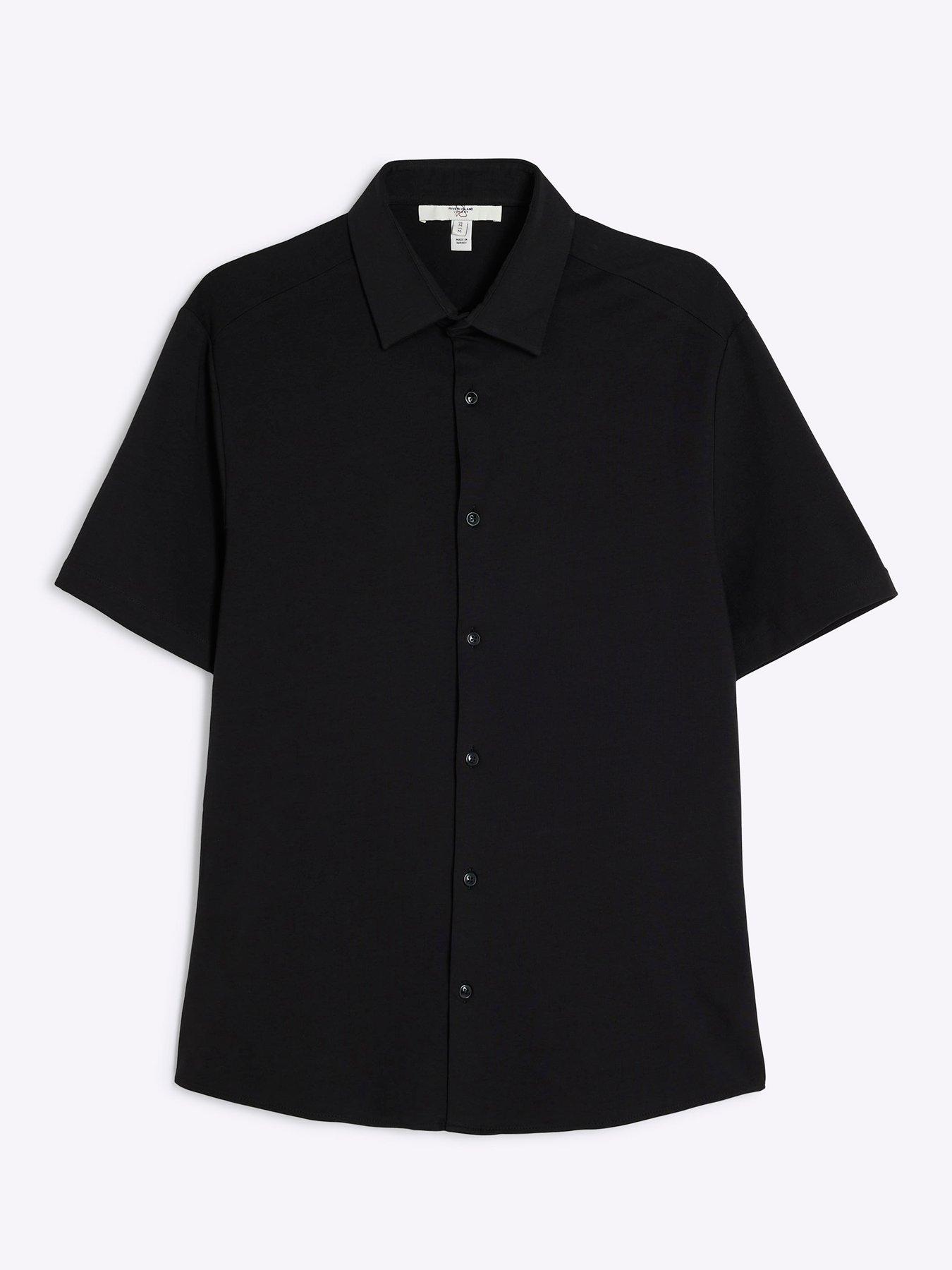 Image 4 of 6 of River Island Short Sleeve Jersey Shirt - Black