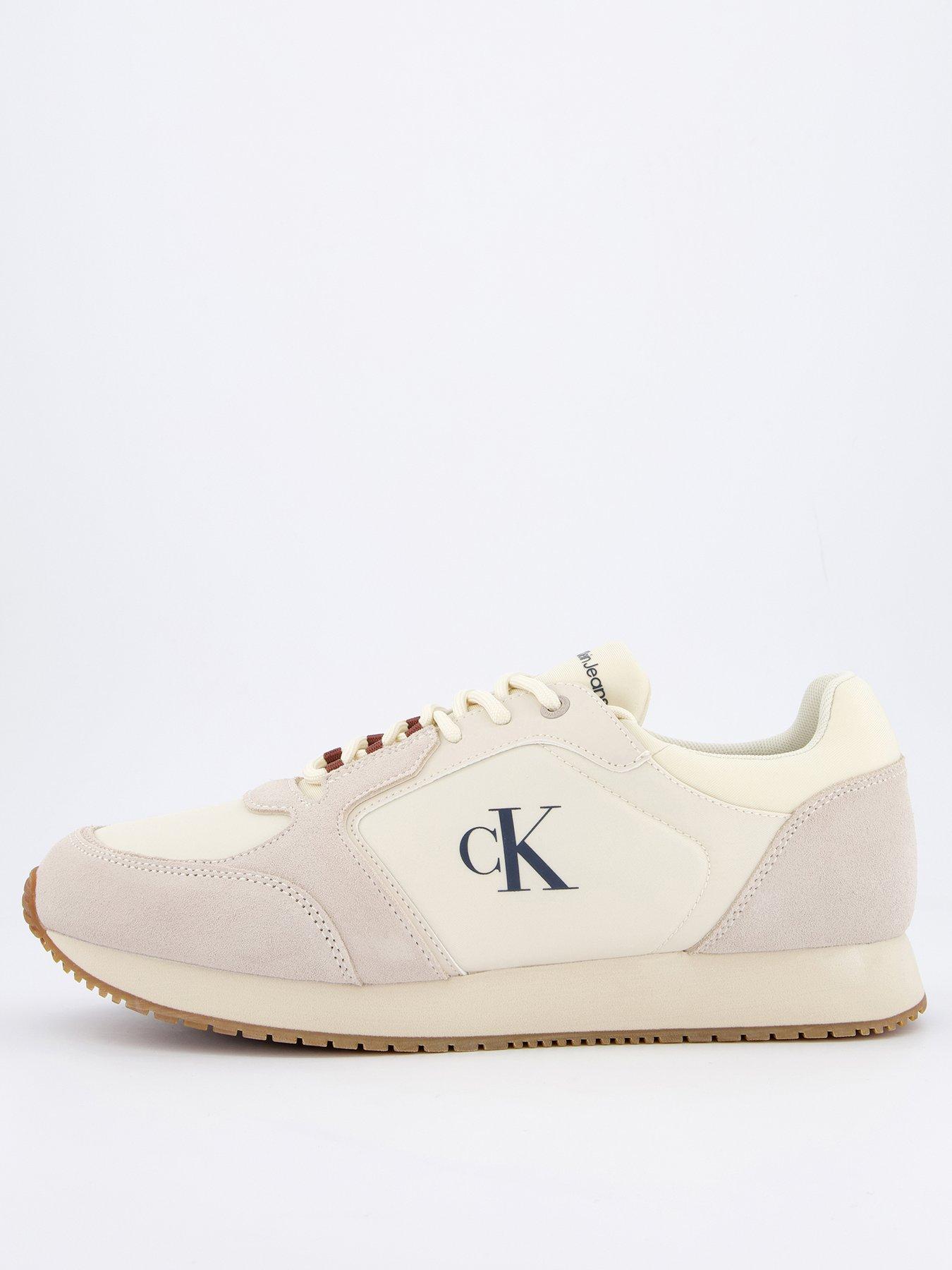 undefined Runner Sock Lace Up Logo Trainers - Natural