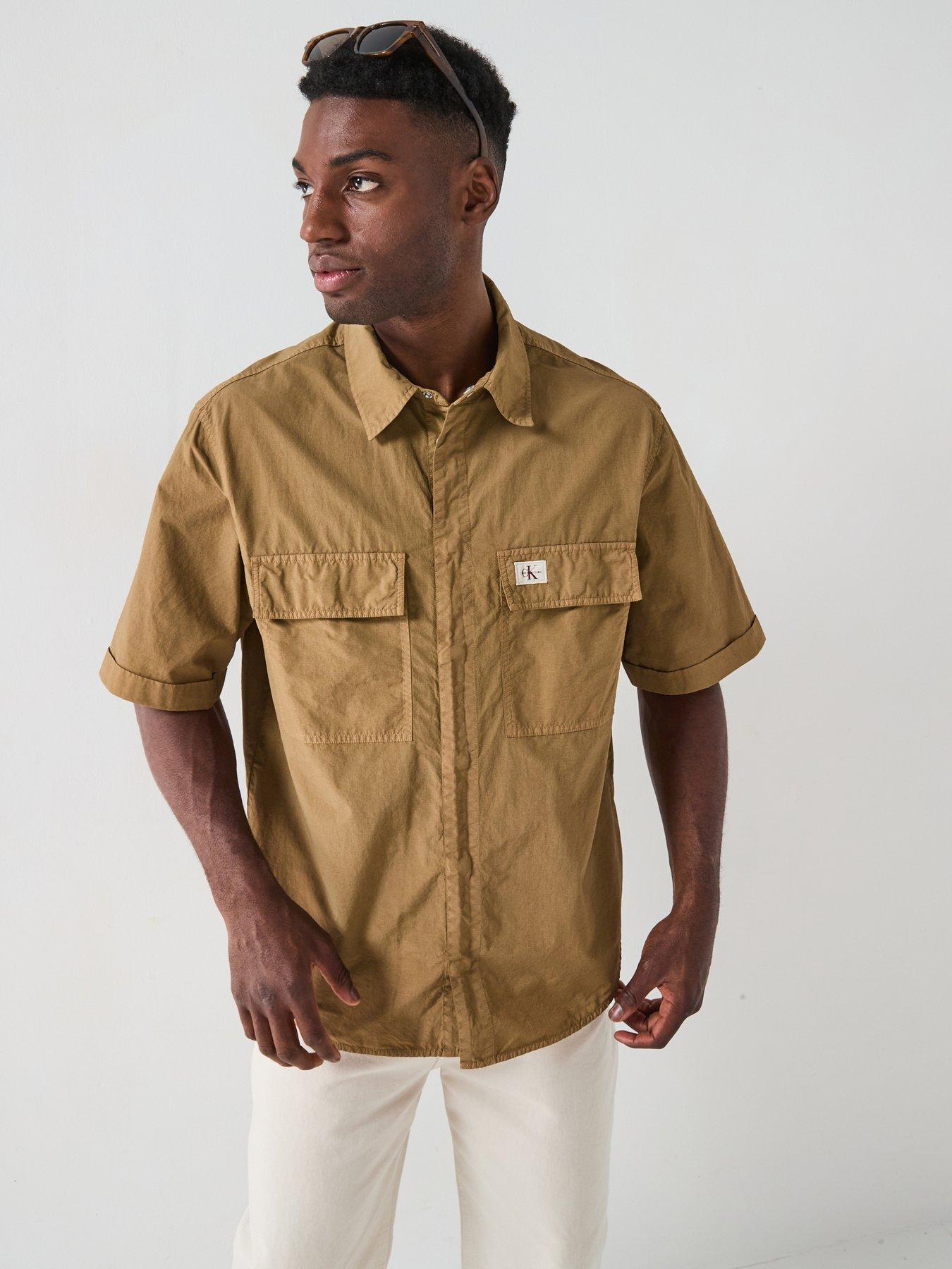 undefined Garment Dye Short Sleeve Shirt - Beige
