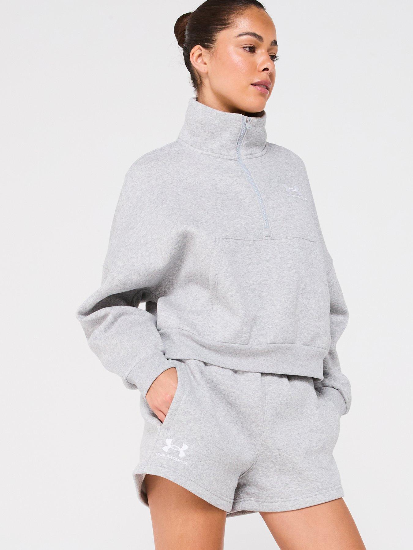 undefined Womens Training Icon Fleece Oversized 1/2 Zip - Grey