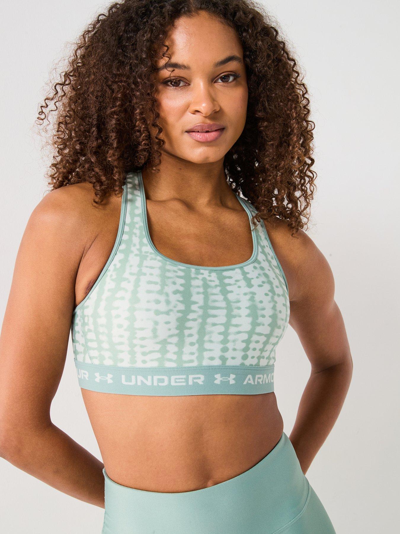 Image 4 of 6 of UNDER ARMOUR Womens Training Crossback Midi Support Sports Bra - Green