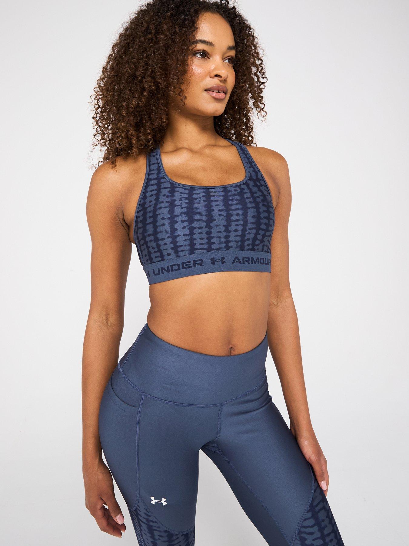undefined Womens Training Crossback Print Midi Support Sports Bra - Grey