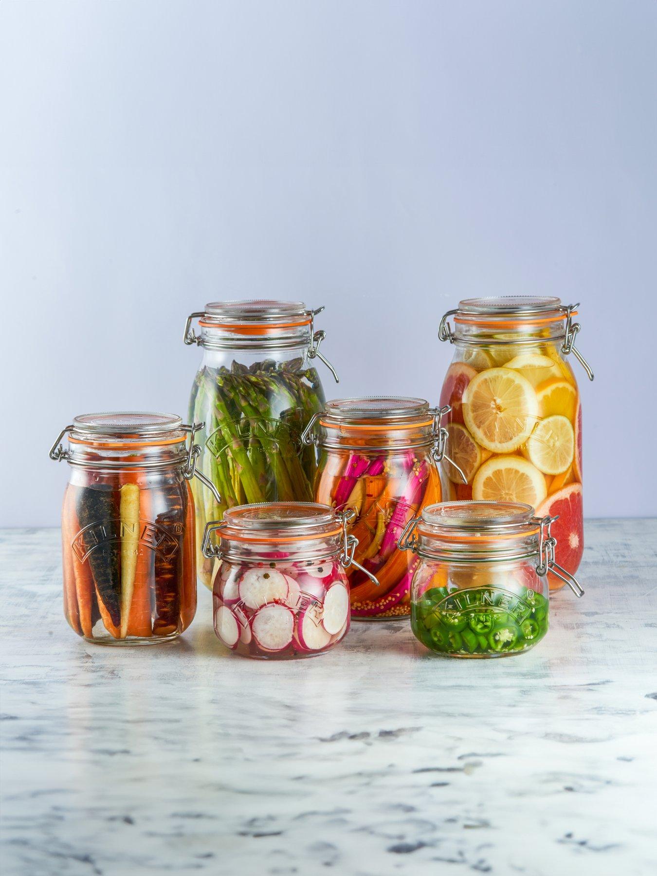 Product photograph of Kilner Set Of 4 Clip Top Round Jars 1l from very.co.uk