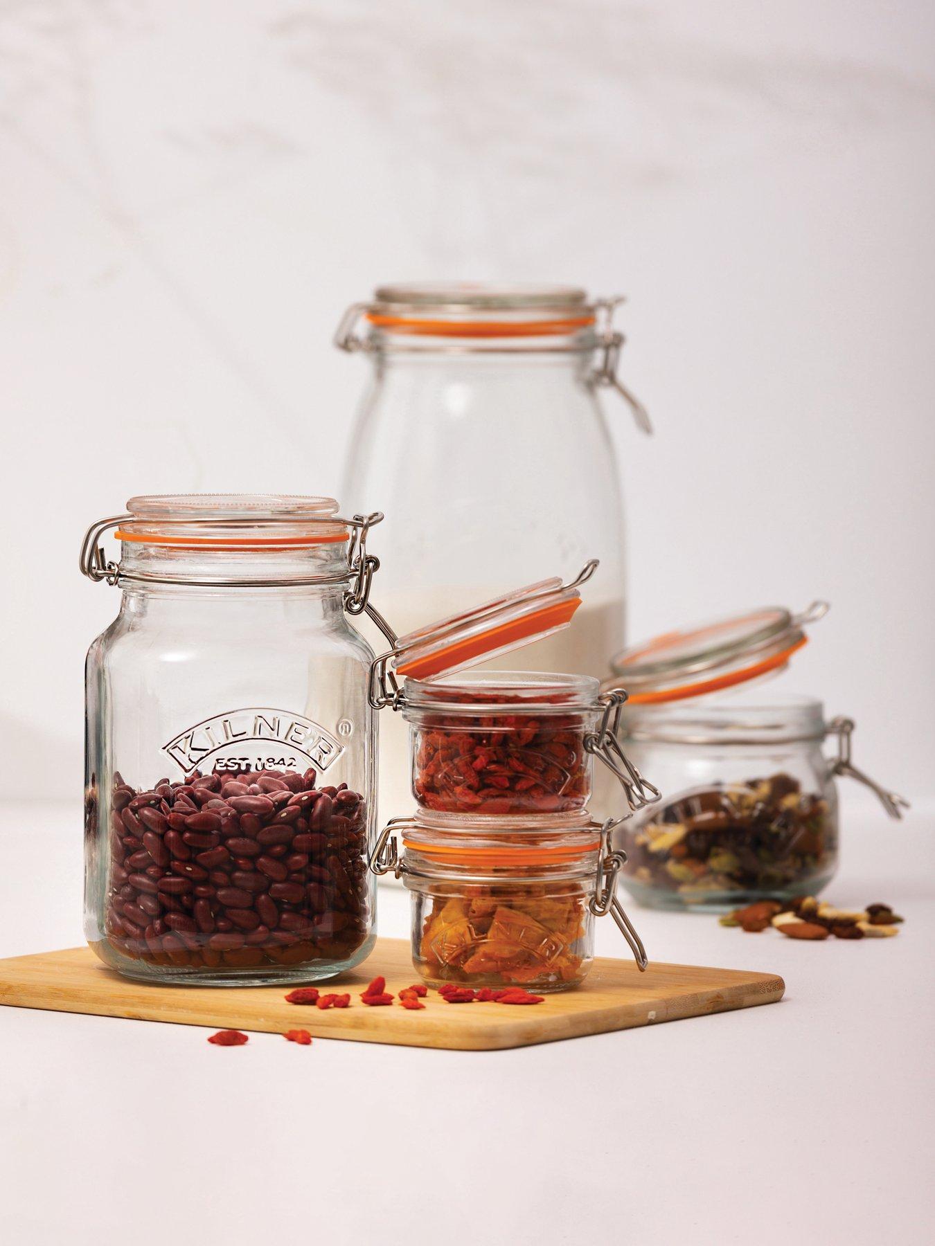 Image 4 of 8 of KILNER Set Of 4 Clip Top Square Jars 1.5l