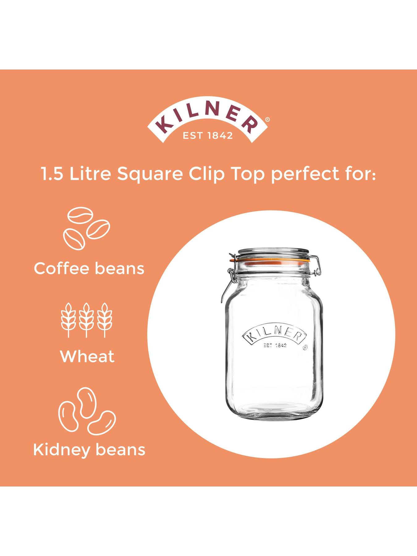 Image 6 of 8 of KILNER Set Of 4 Clip Top Square Jars 1.5l