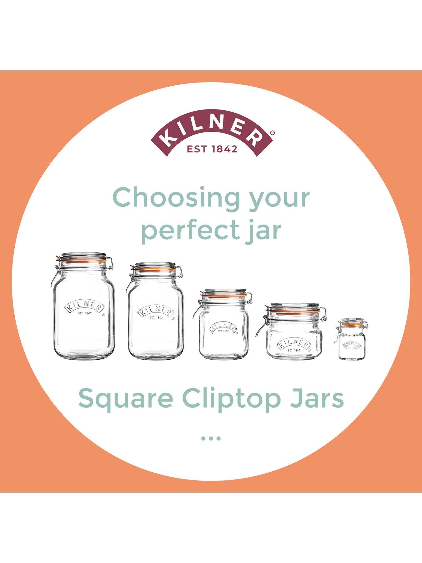 Image 7 of 8 of KILNER Set Of 4 Clip Top Square Jars 1.5l