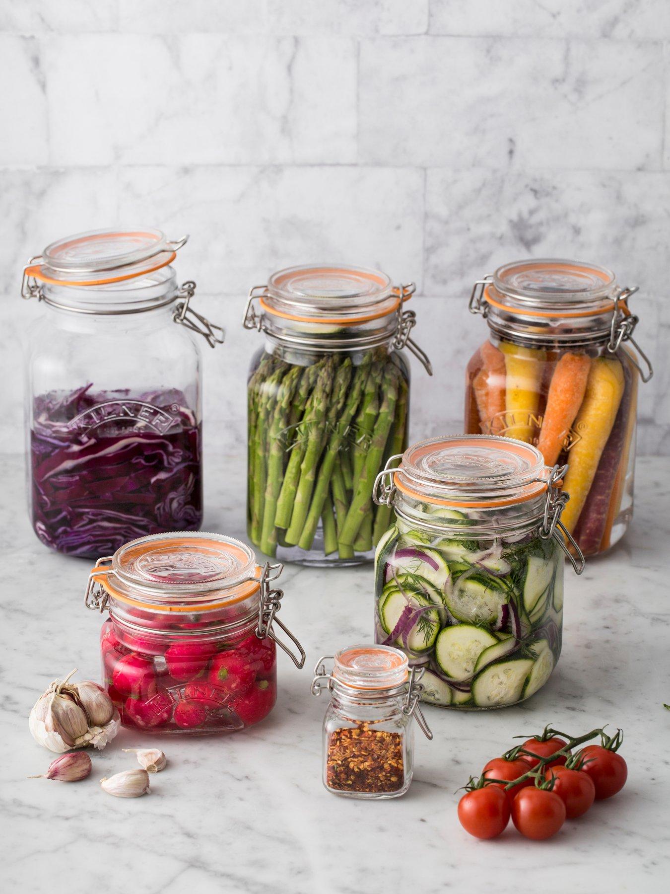 Product photograph of Kilner Set Of 4 Clip Top Square Jars 2l from very.co.uk