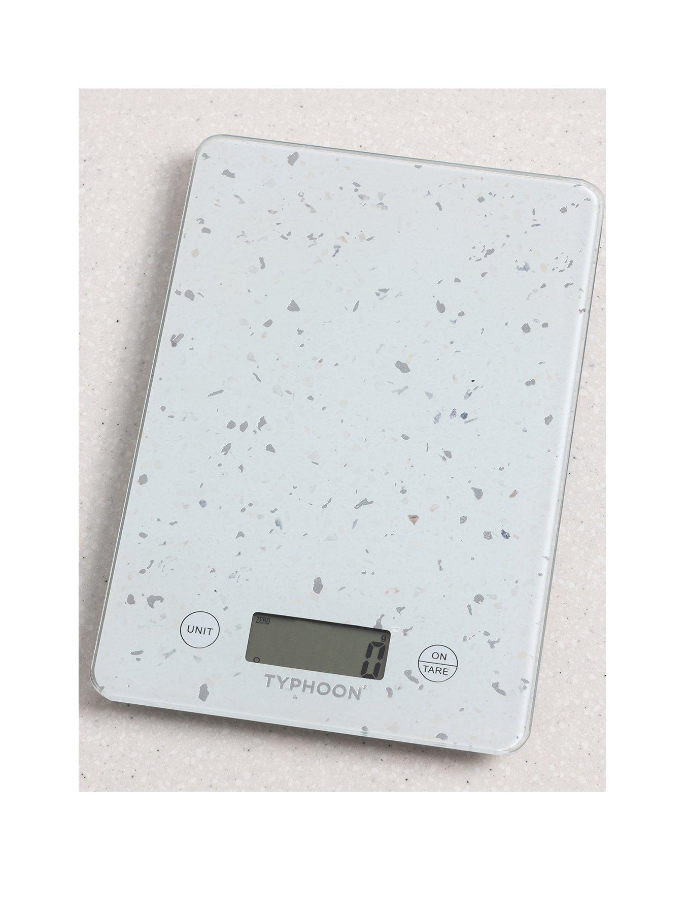 Product photograph of Typhoon Elements White Quartz Effect Digital Kitchen Scales from very.co.uk