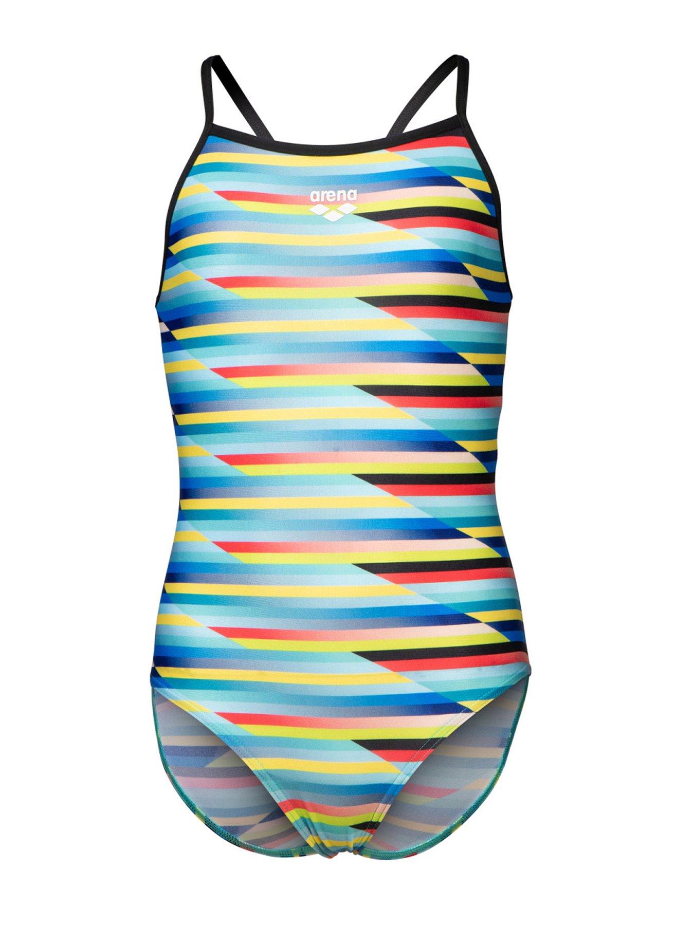 Arena Girl's Racing Stripe Swimsuit - Yellow