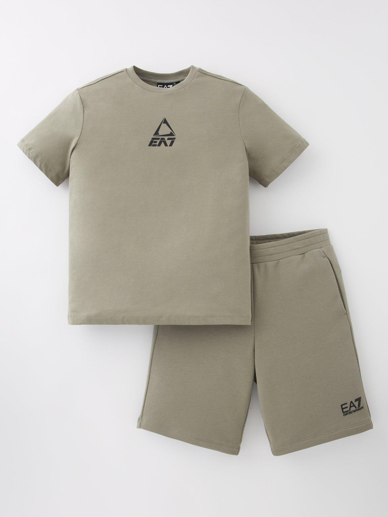 undefined Boys Multi Logo T-Shirt And Shorts Set - Green