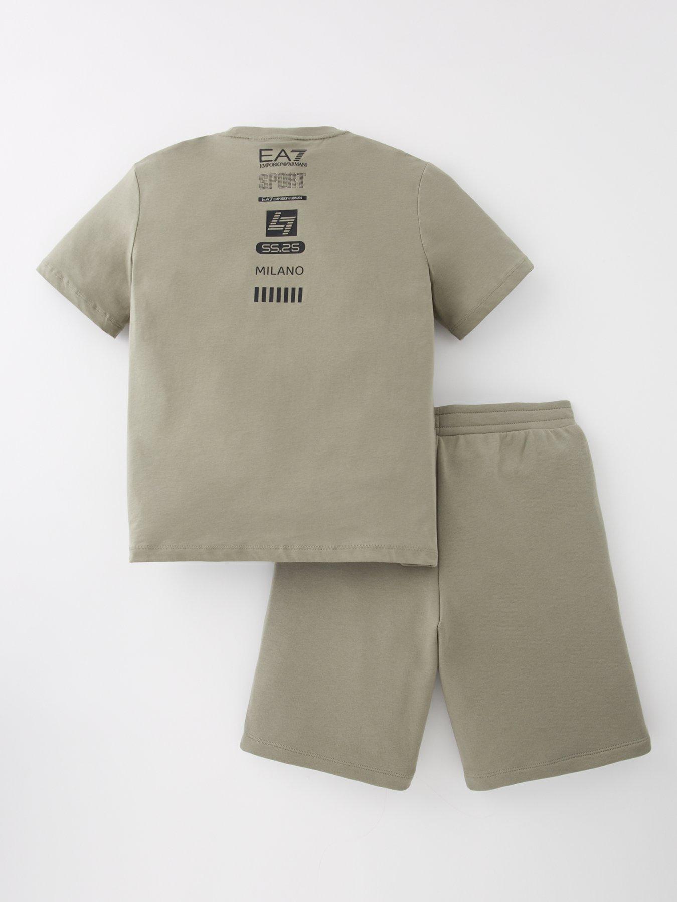 EA7 Emporio Armani Boys Train Visibility Short Set in Blue