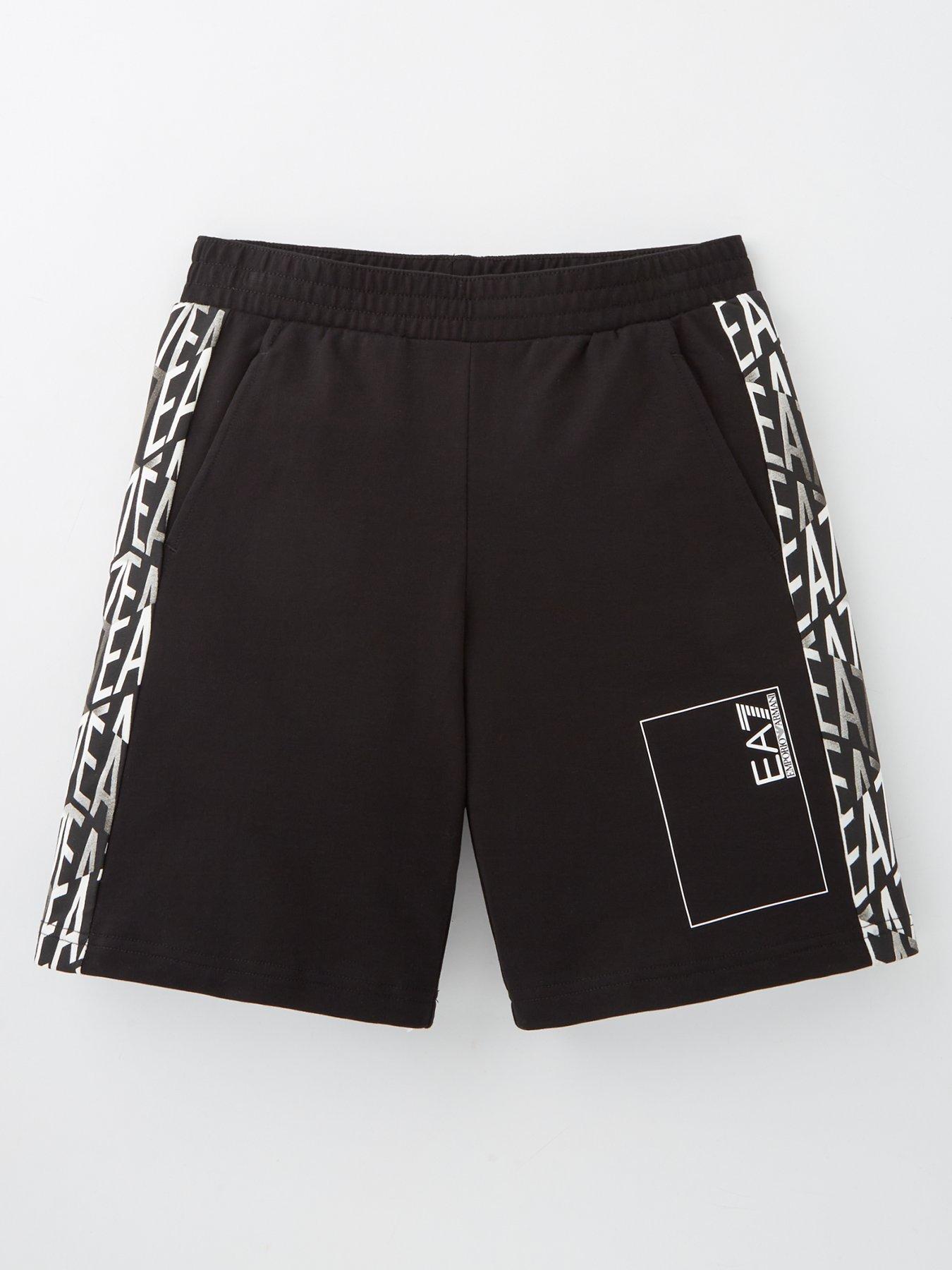 undefined Boys Graphic Monogram Print Jog Shorts - Black