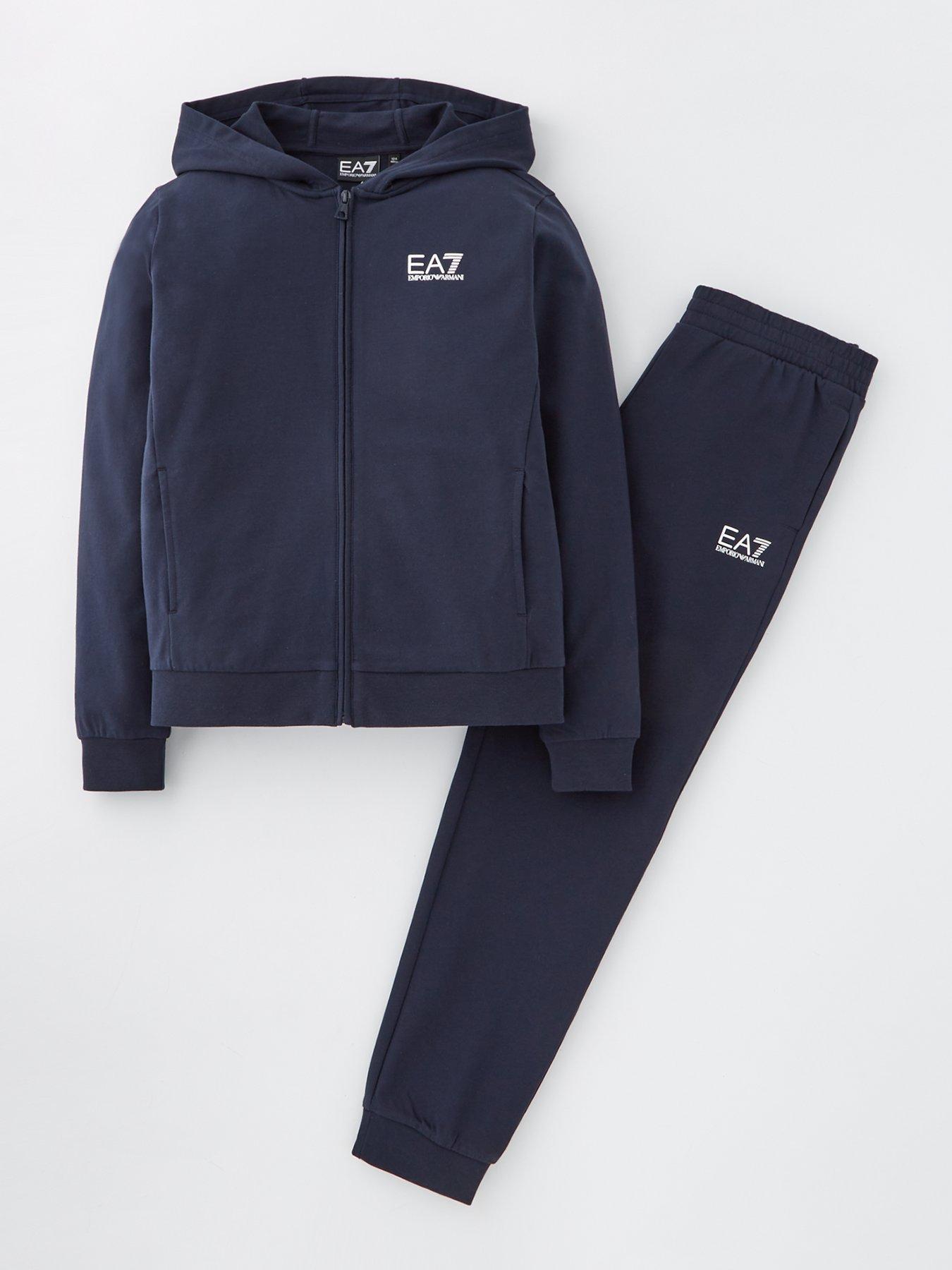 EA7 Emporio Armani Boys Core Id Zip Through Hoodie Tracksuit - Navy, Navy, Size Age: 16 Years