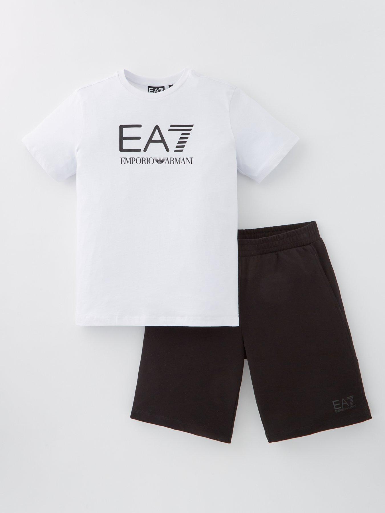 EA7 Emporio Armani Boys Train Visibility Short Set in White