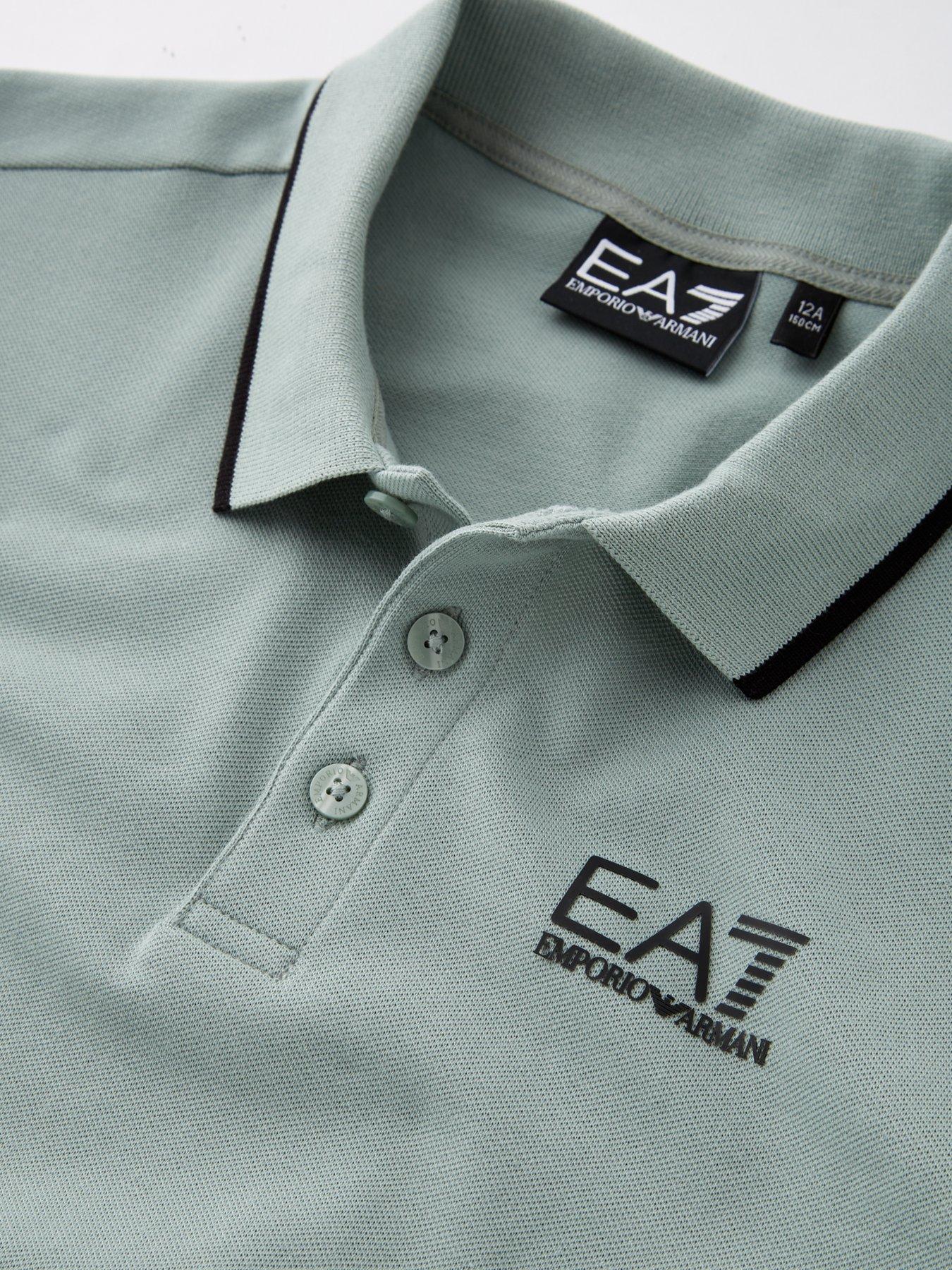 Image 3 of 5 of EA7 Emporio Armani Boys Core Id Pique Short Sleeve Polo Shirt - Green