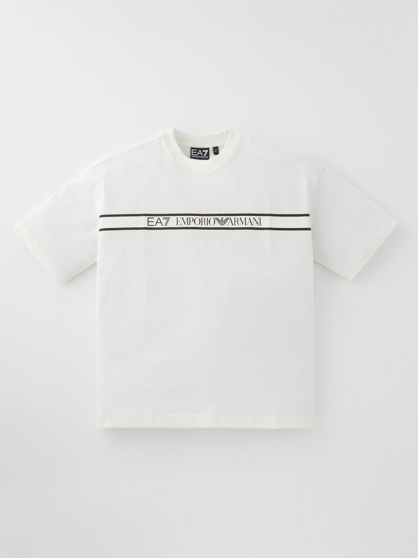 undefined Boys Extended Logo Short Sleeve T-Shirt - White