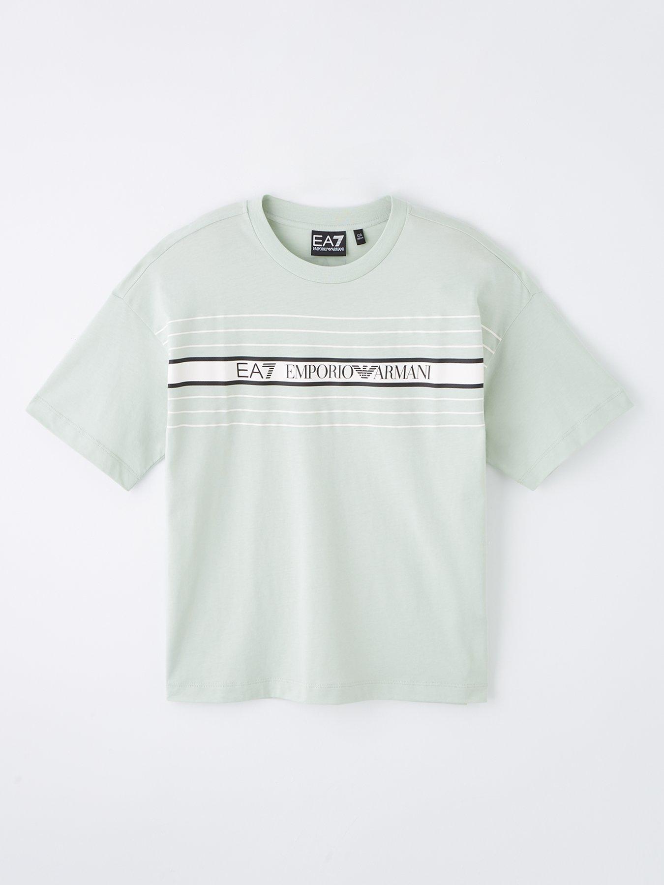 EA7 Emporio Armani Boys Extended Logo Short Sleeve T-Shirt - Light Green