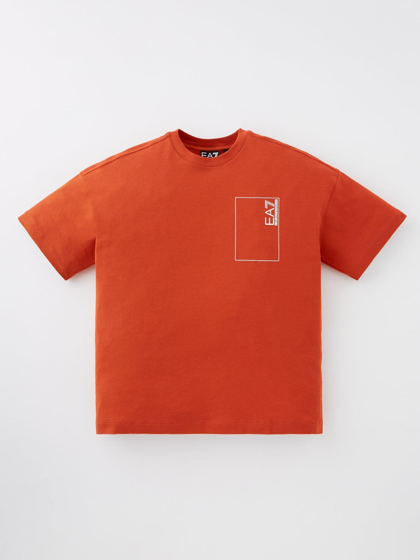 undefined Boys Graphic Monogram Back Print Short Sleeve T-Shirt - Orange