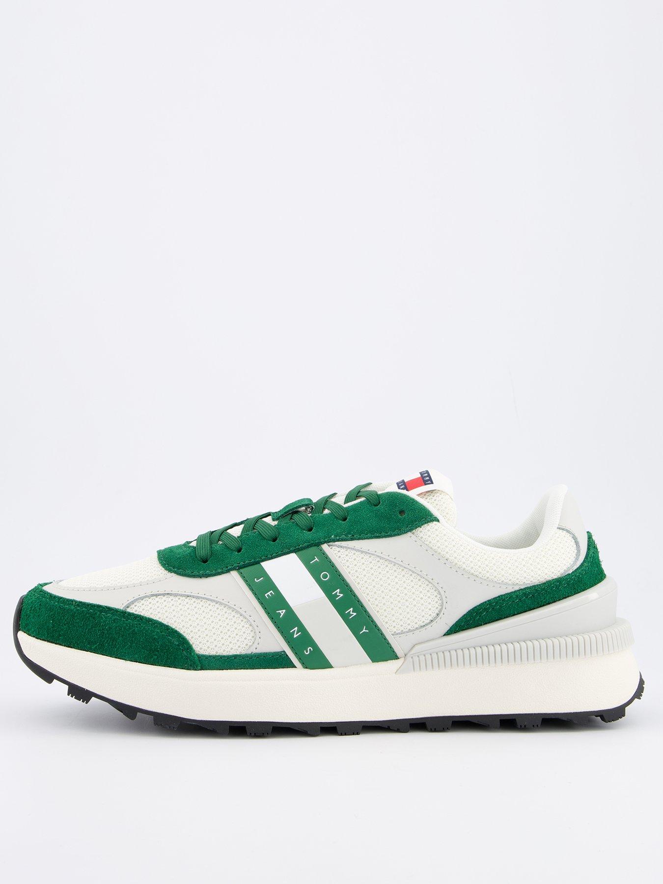 undefined Mixed Media Technical Runner Shoes - White/Green