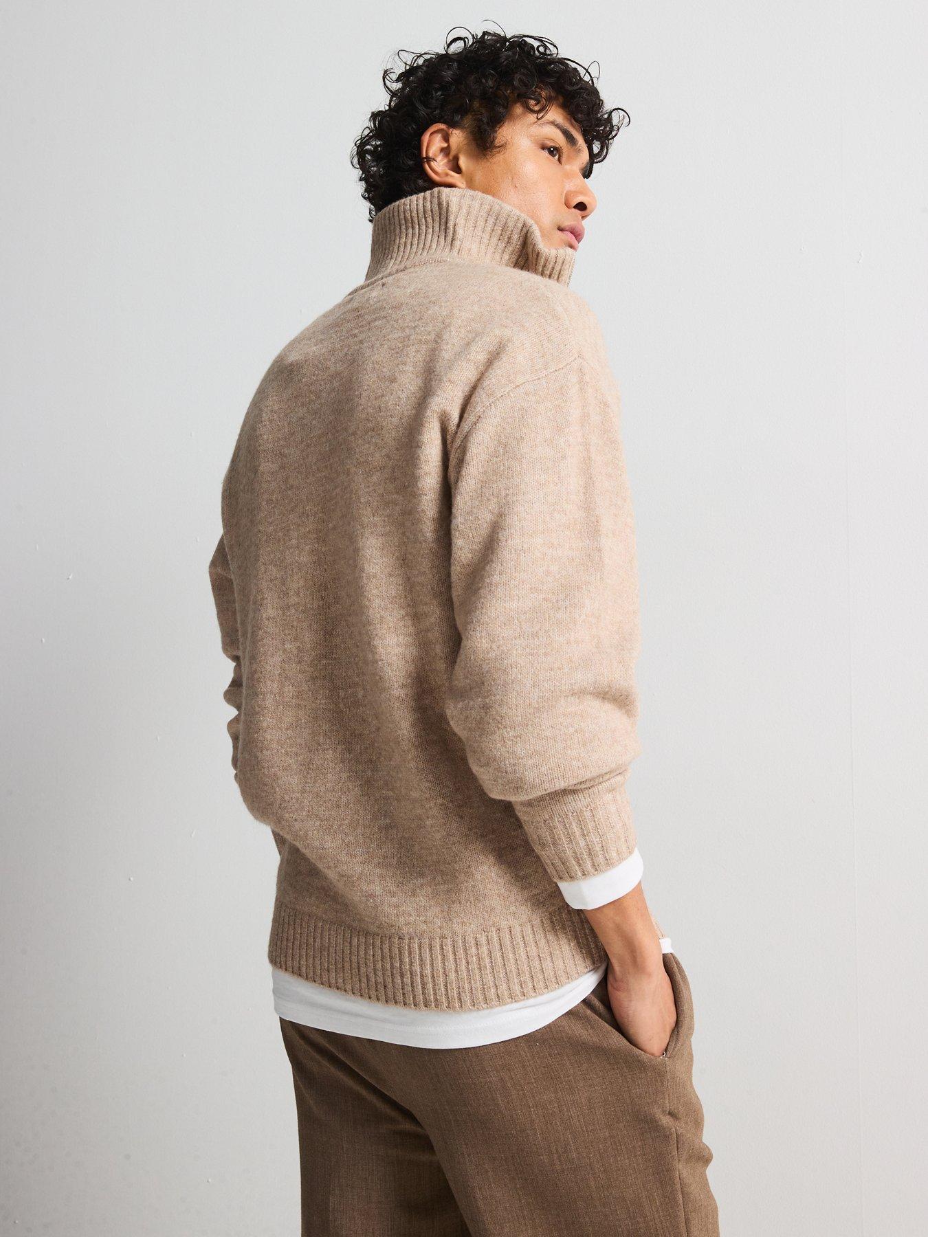 Image 2 of 5 of Jack & Jones Ollie Half Zip Knitted Jumper - Beige