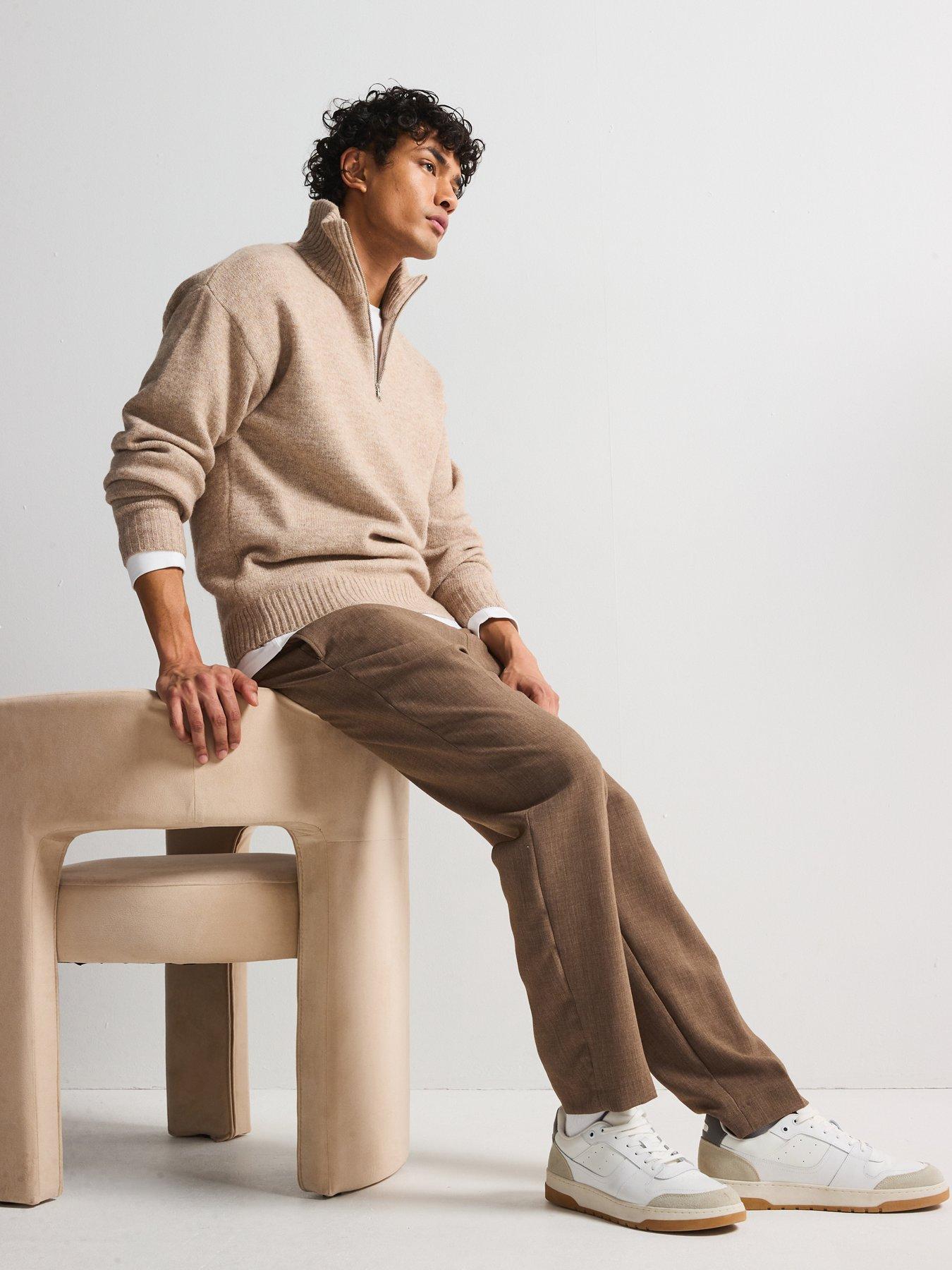 Image 3 of 5 of Jack & Jones Ollie Half Zip Knitted Jumper - Beige