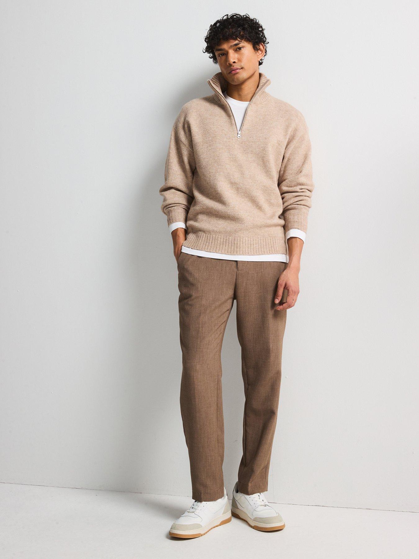 Image 4 of 5 of Jack & Jones Ollie Half Zip Knitted Jumper - Beige