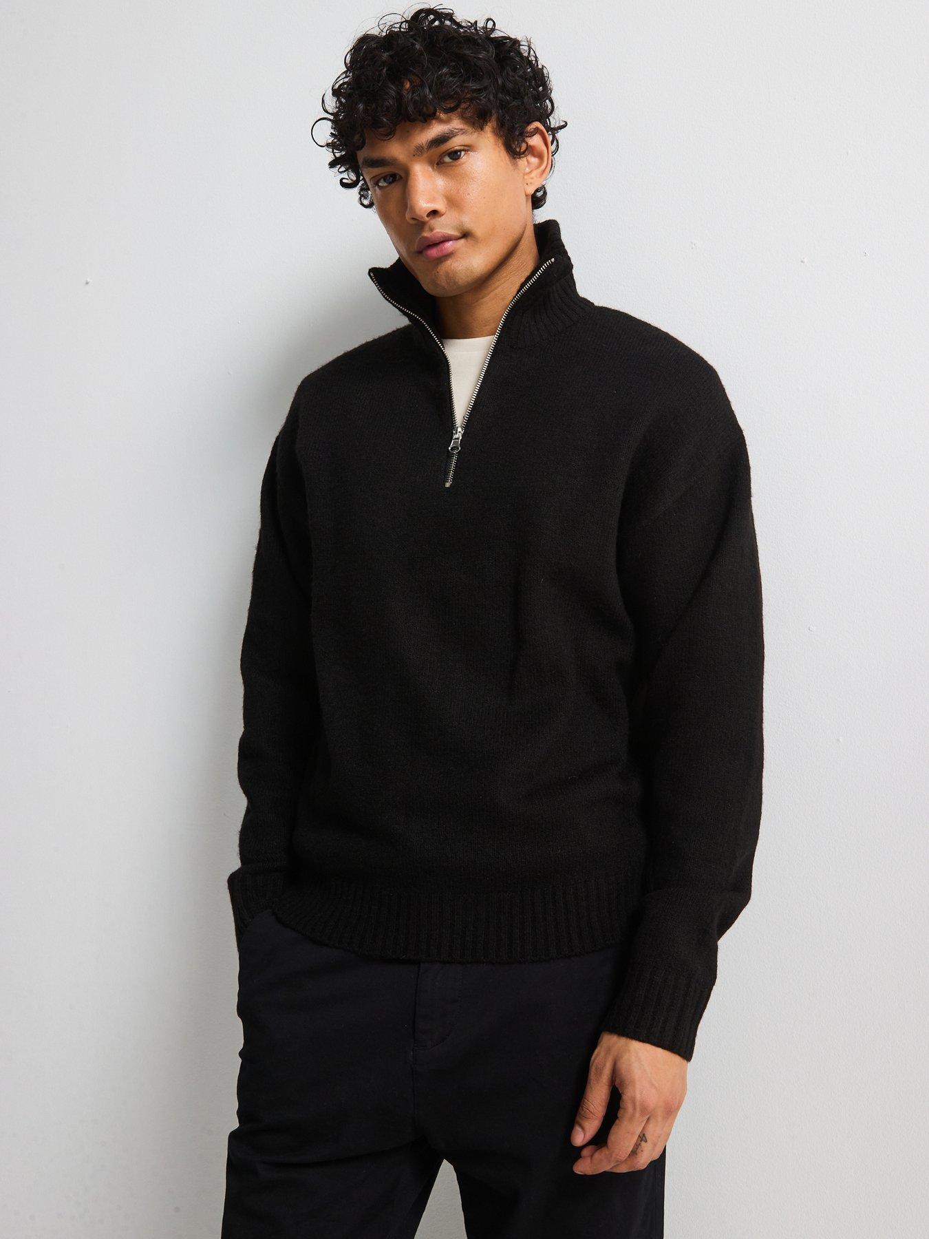 undefined Ollie Half Zip Knitted Jumper - Black