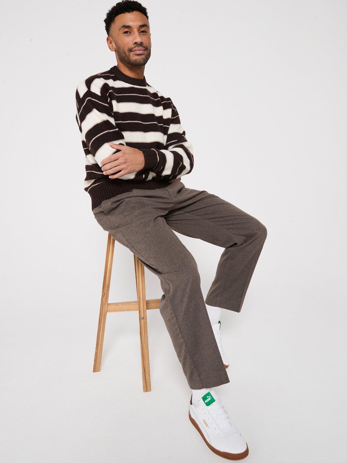 Image 4 of 4 of Jack & Jones Ollie Stripe Crew Neck Knitted Jumper - Brown