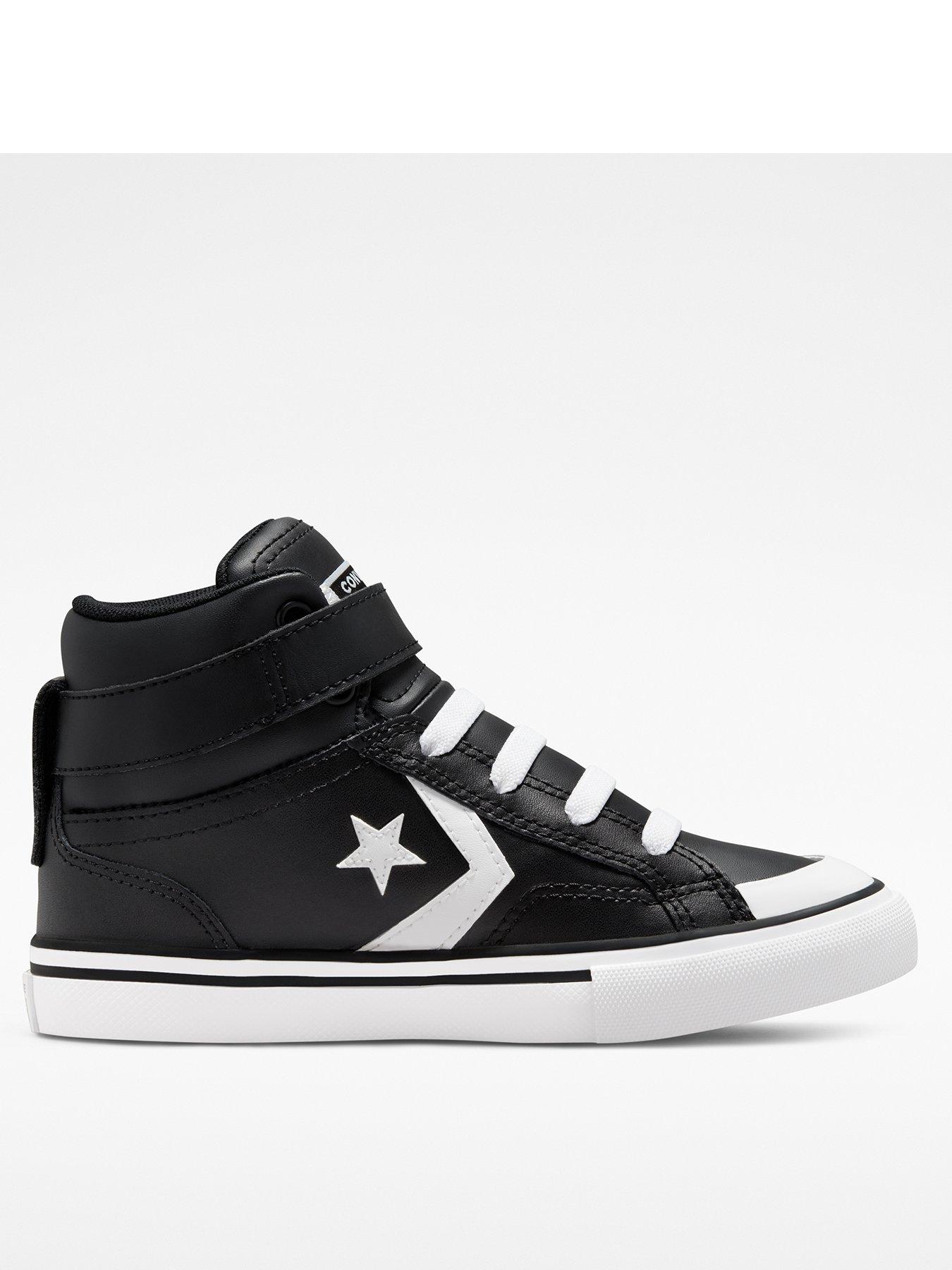 undefined Kids Pro Blaze Strap Leather Hi Top Trainers - Black/White