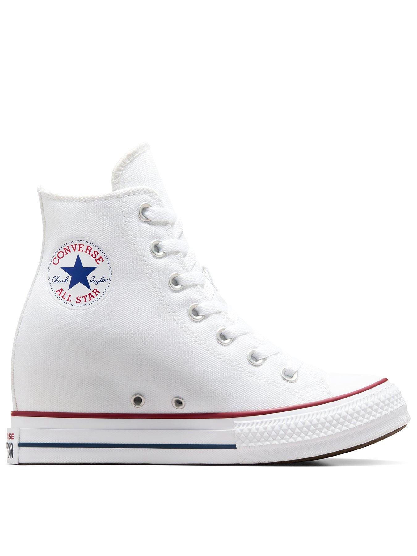 Image 1 of 7 of Converse Women's Chuck Taylor All Star Classic Wedge Platform High Tops - Red/Navy - White