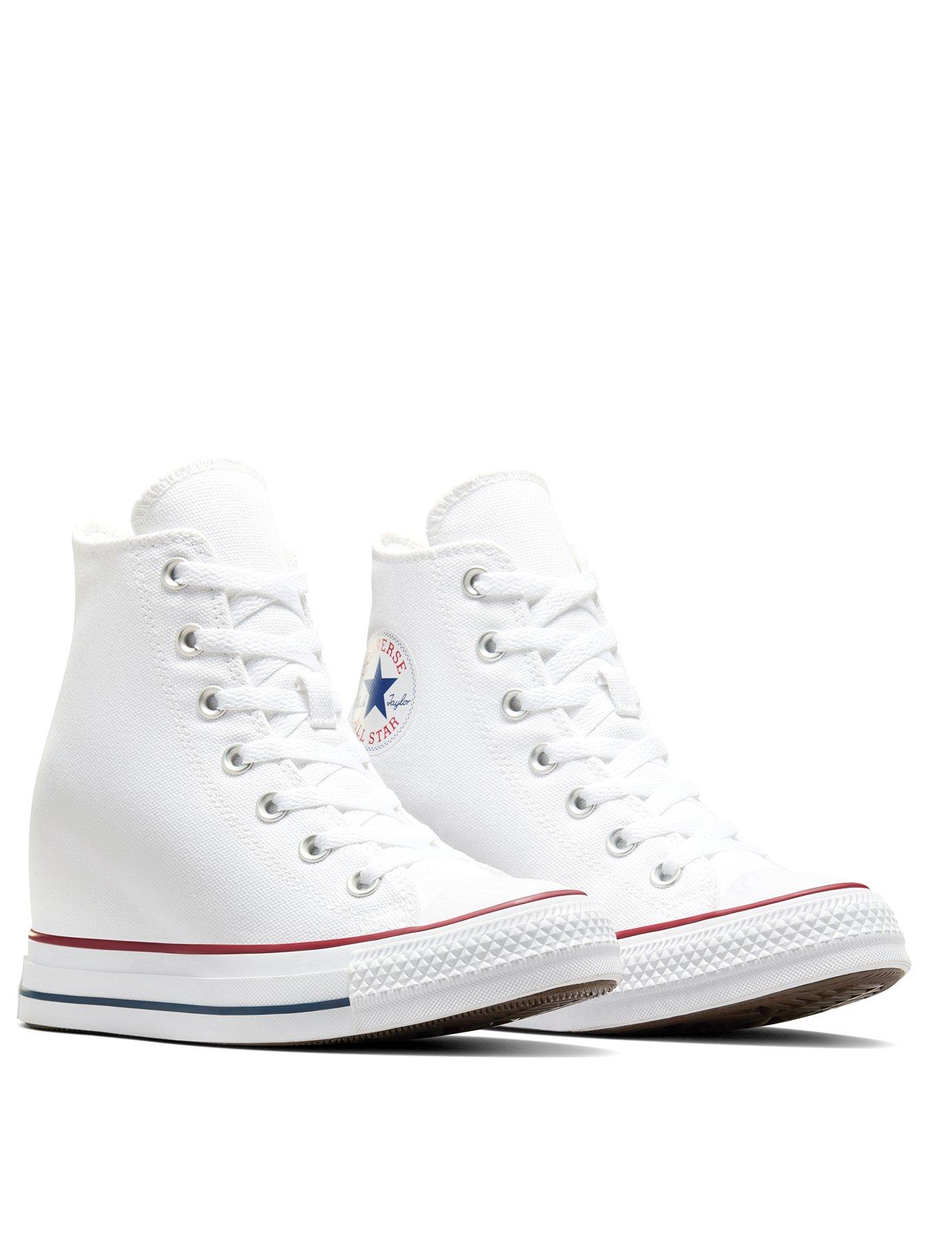 Image 2 of 7 of Converse Women's Chuck Taylor All Star Classic Wedge Platform High Tops - Red/Navy - White