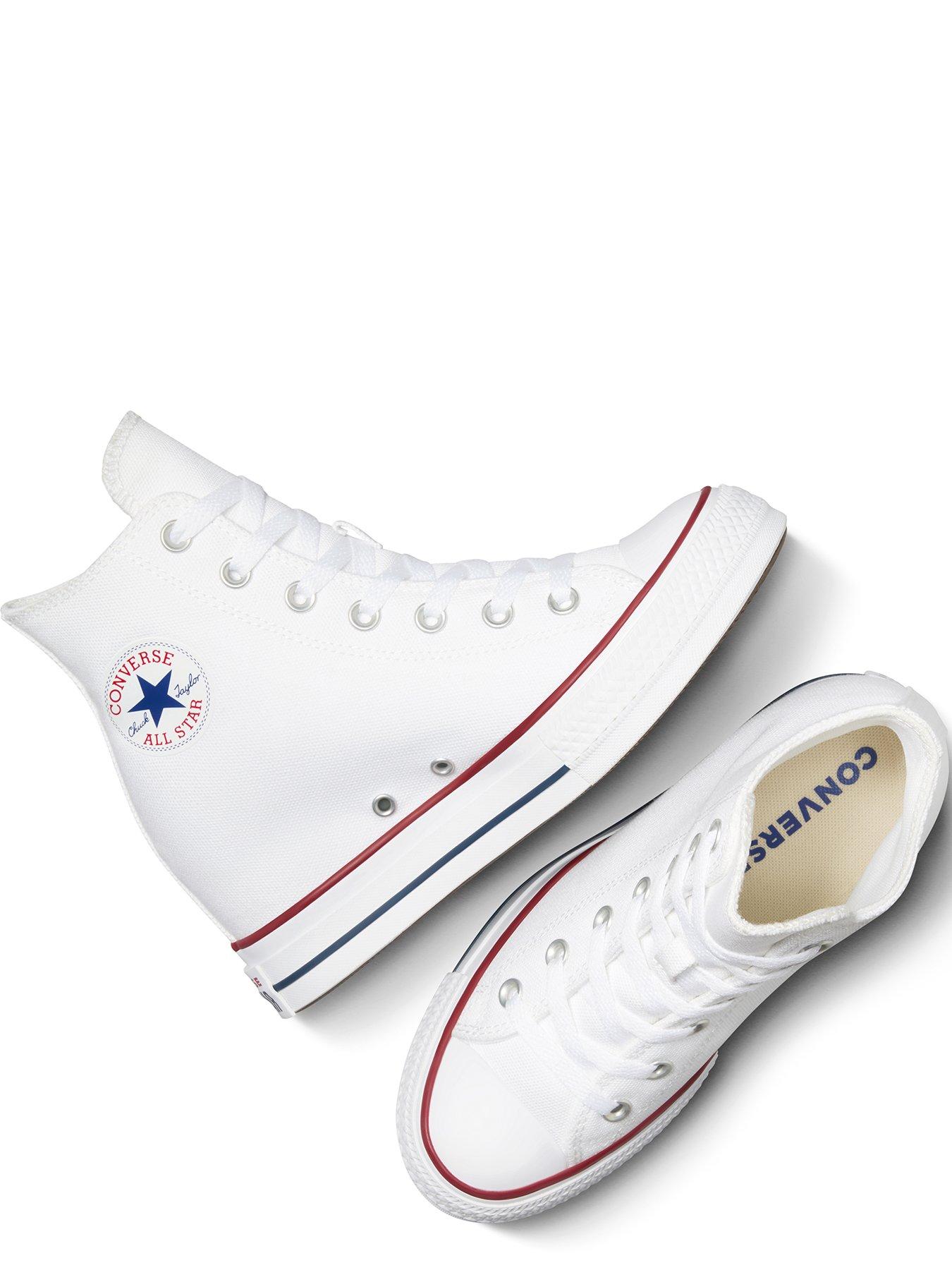 Image 4 of 7 of Converse Women's Chuck Taylor All Star Classic Wedge Platform High Tops - Red/Navy - White